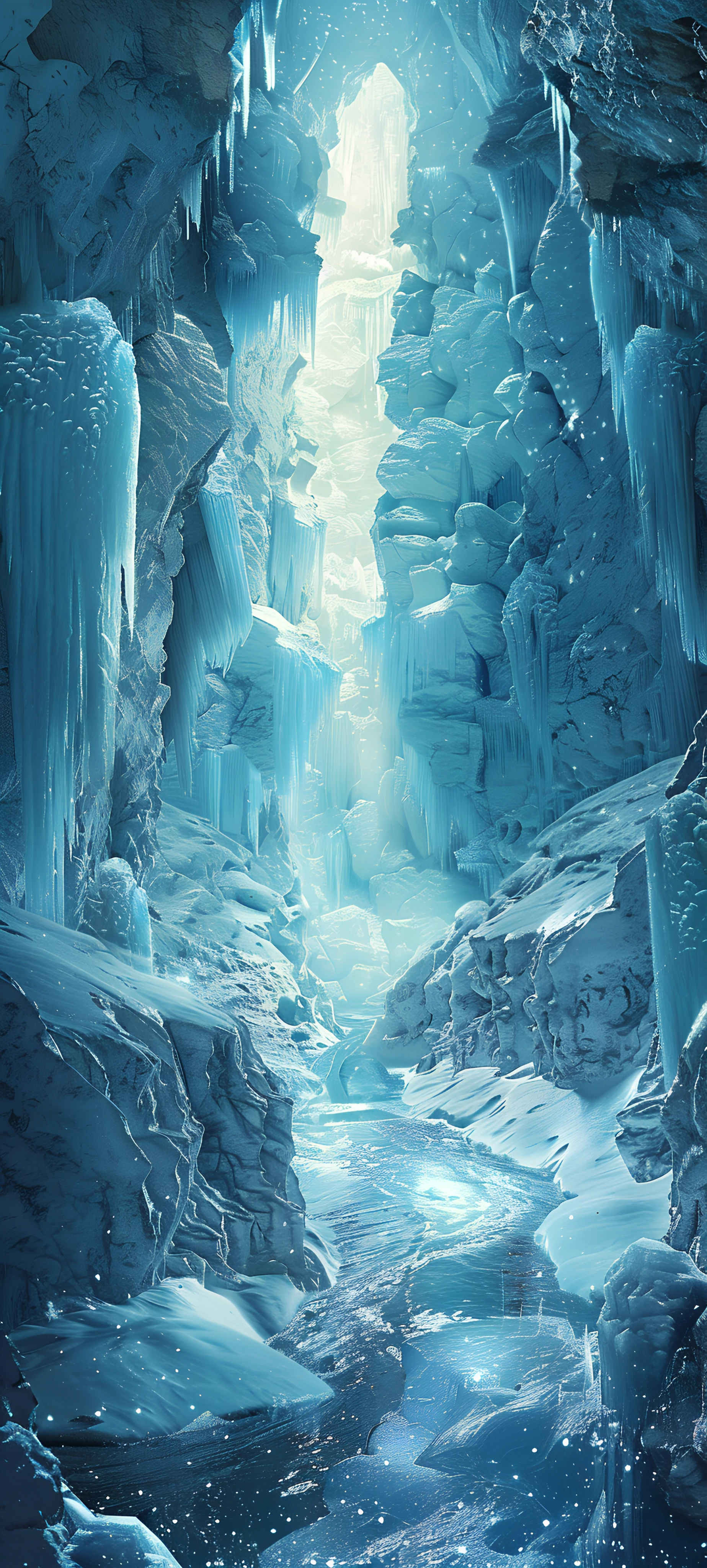 magical nature wallpaper — scenery, snow, water, blue theme (free 4K phone download)