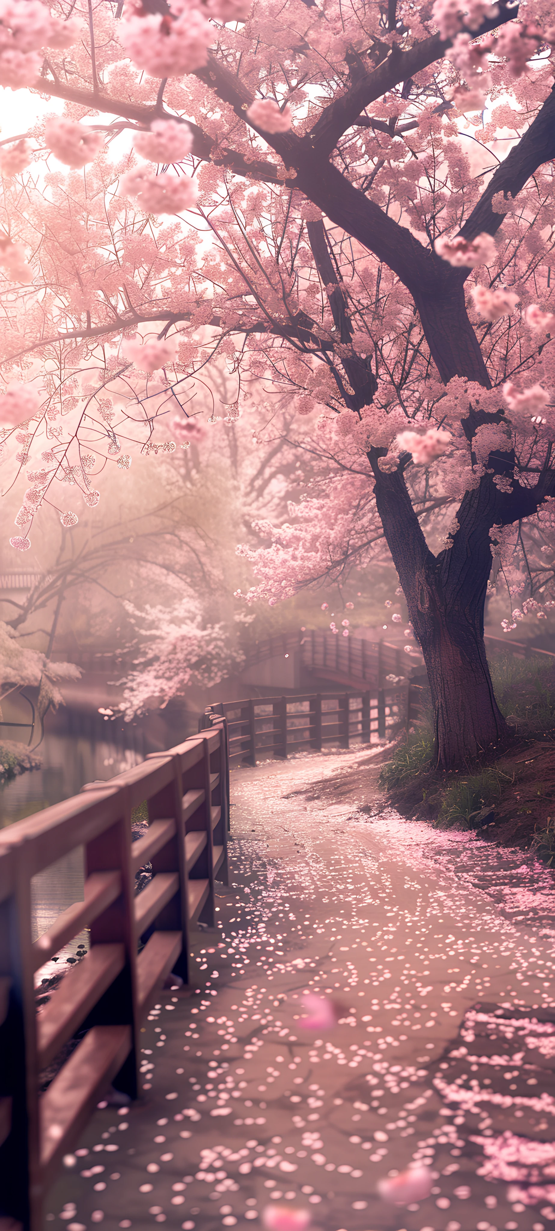 serene nature wallpaper — cherry blossoms, scenery, tree, petals (free 4K phone download)