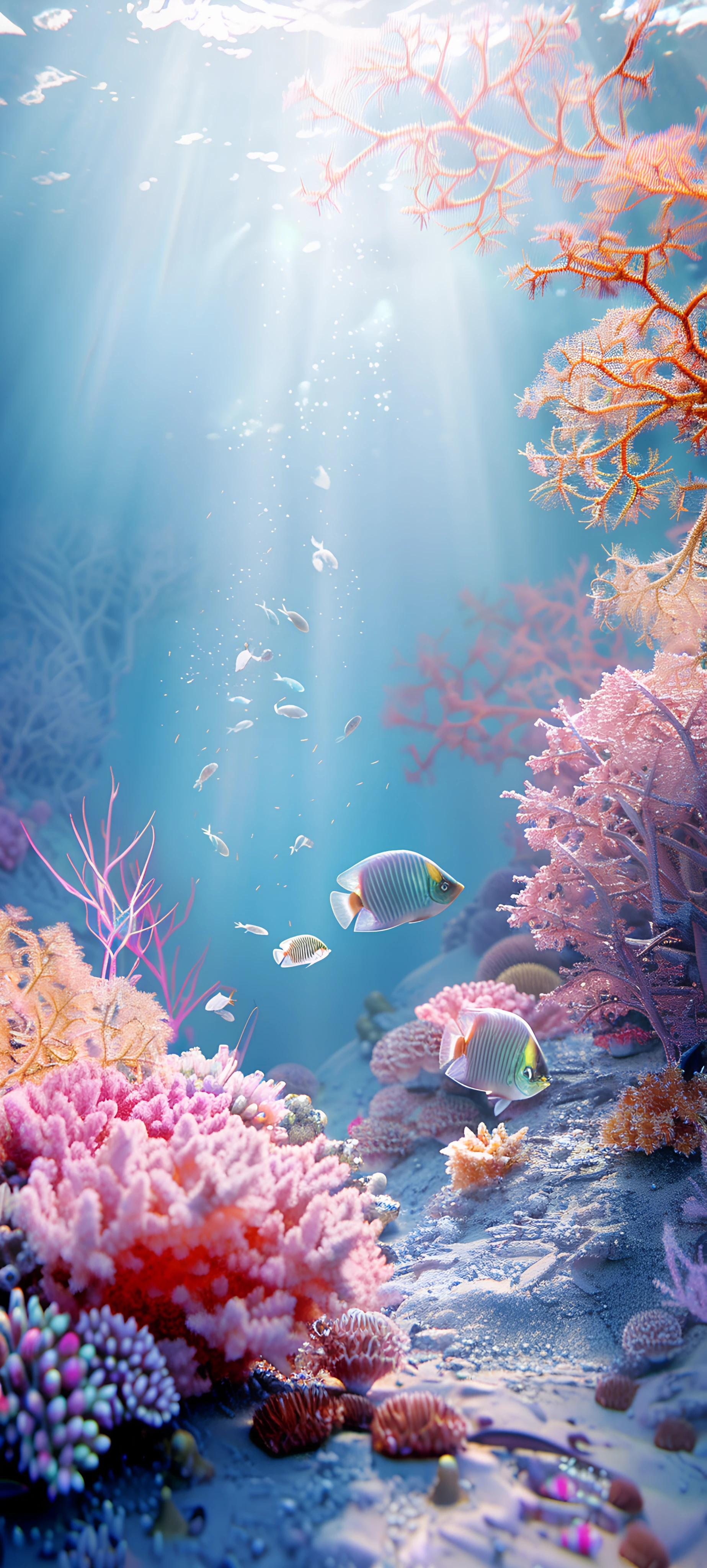 dreamy nature wallpaper — coral, fish, underwater, scenery (free 4K phone download)
