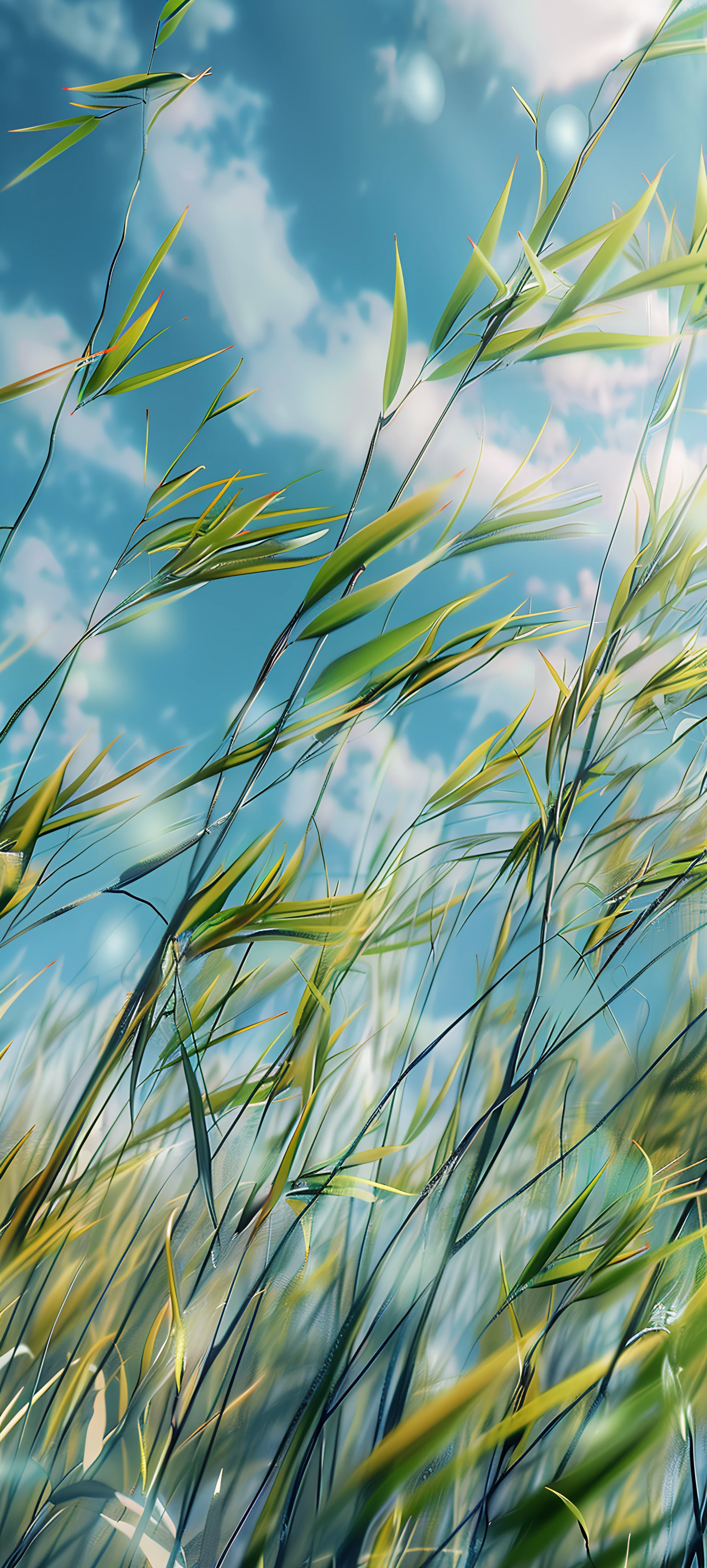 painterly nature wallpaper — sky, cloud, blue sky, grass (free 4K phone download)