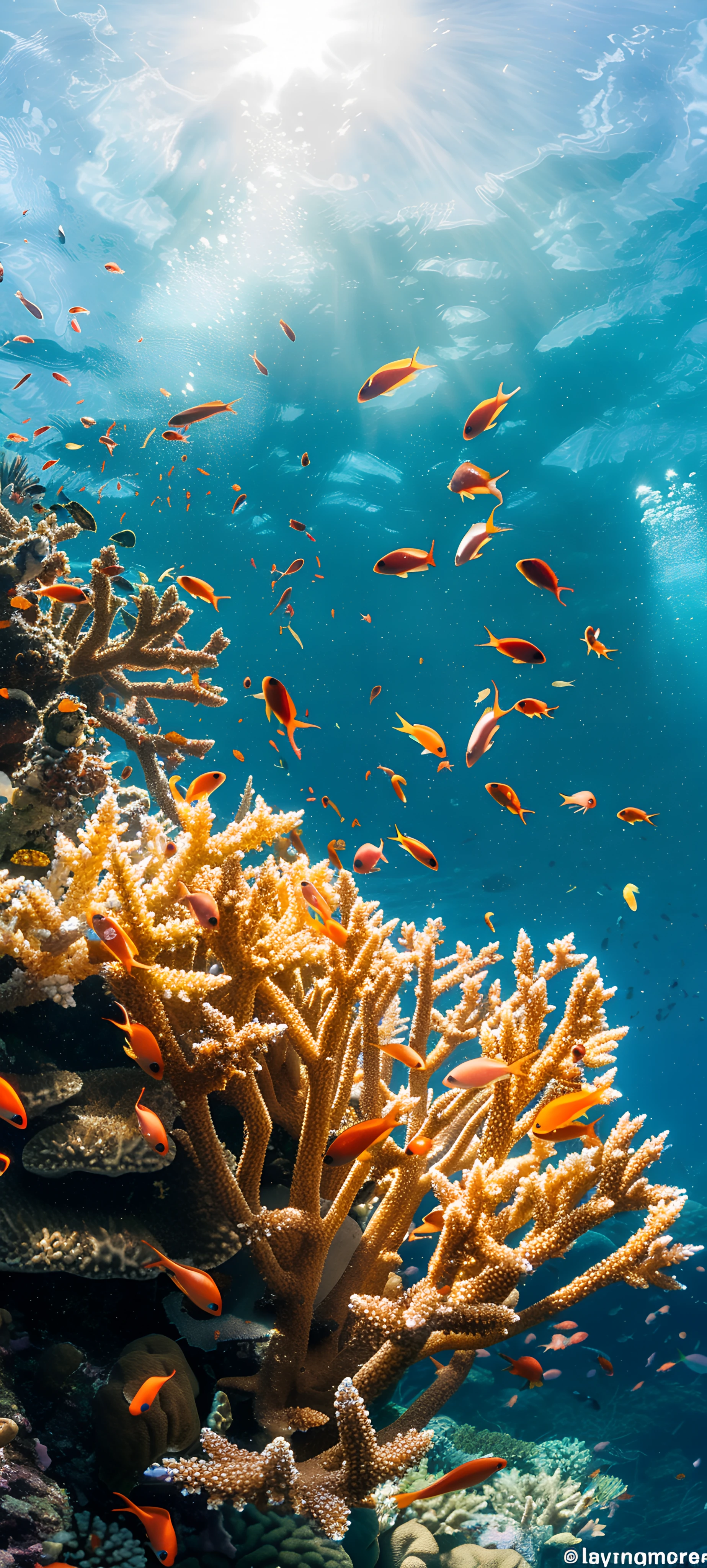 colorful nature wallpaper — coral, underwater, fish, scenery (free 4K phone download)