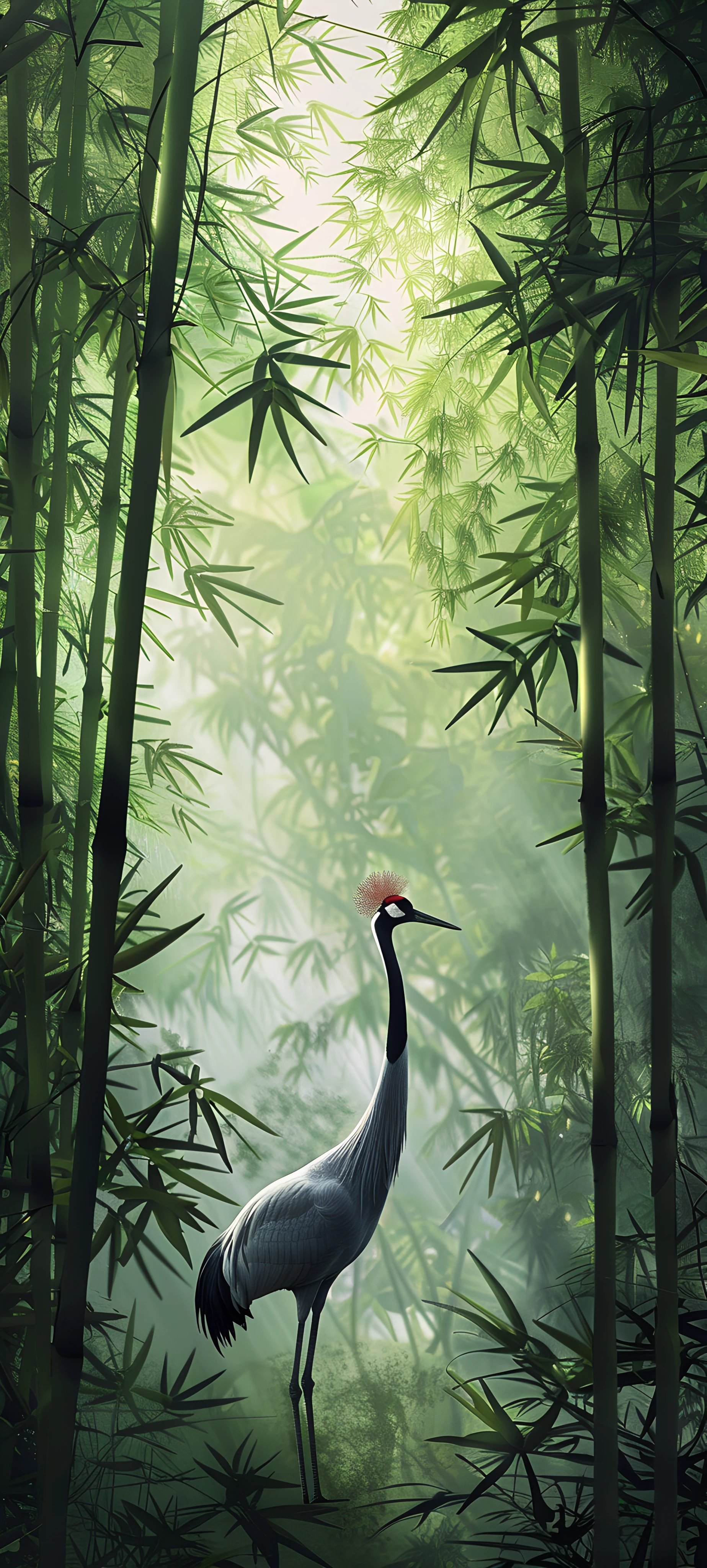serene nature wallpaper — nature, bamboo, forest, bird (free 4K phone download)