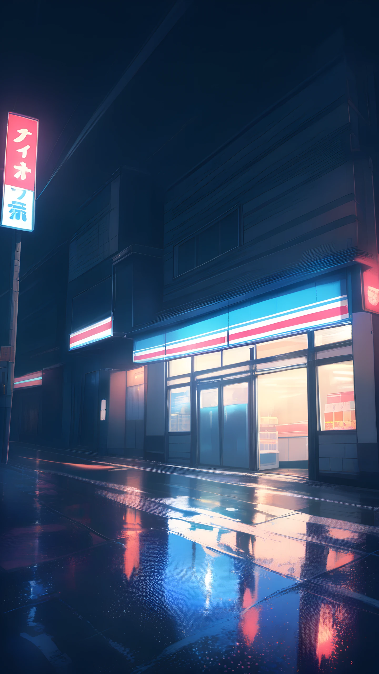 Anime Wallpaper Convenience Store Night 1440×2560 anime wallpaper