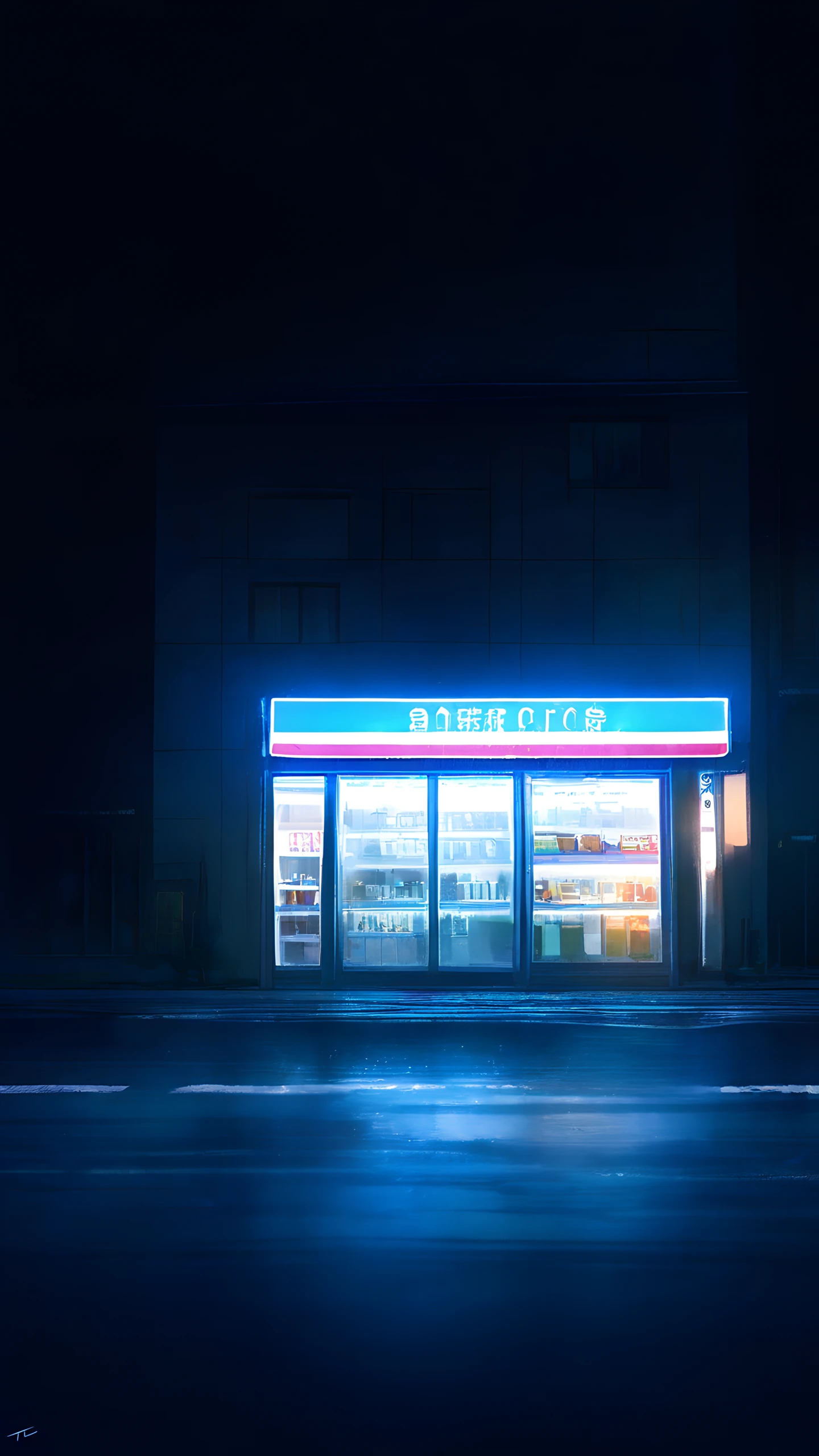 Anime Wallpaper Convenience Store Night 1440×2560 anime wallpaper