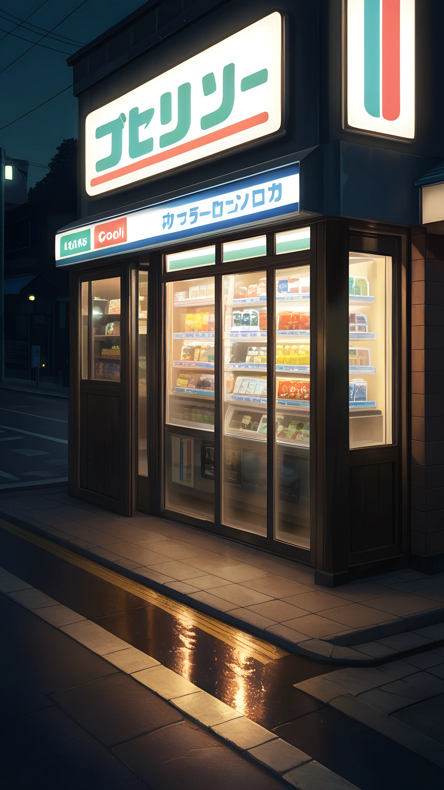 Anime Wallpaper Convenience Store Night 1440×2560 anime wallpaper