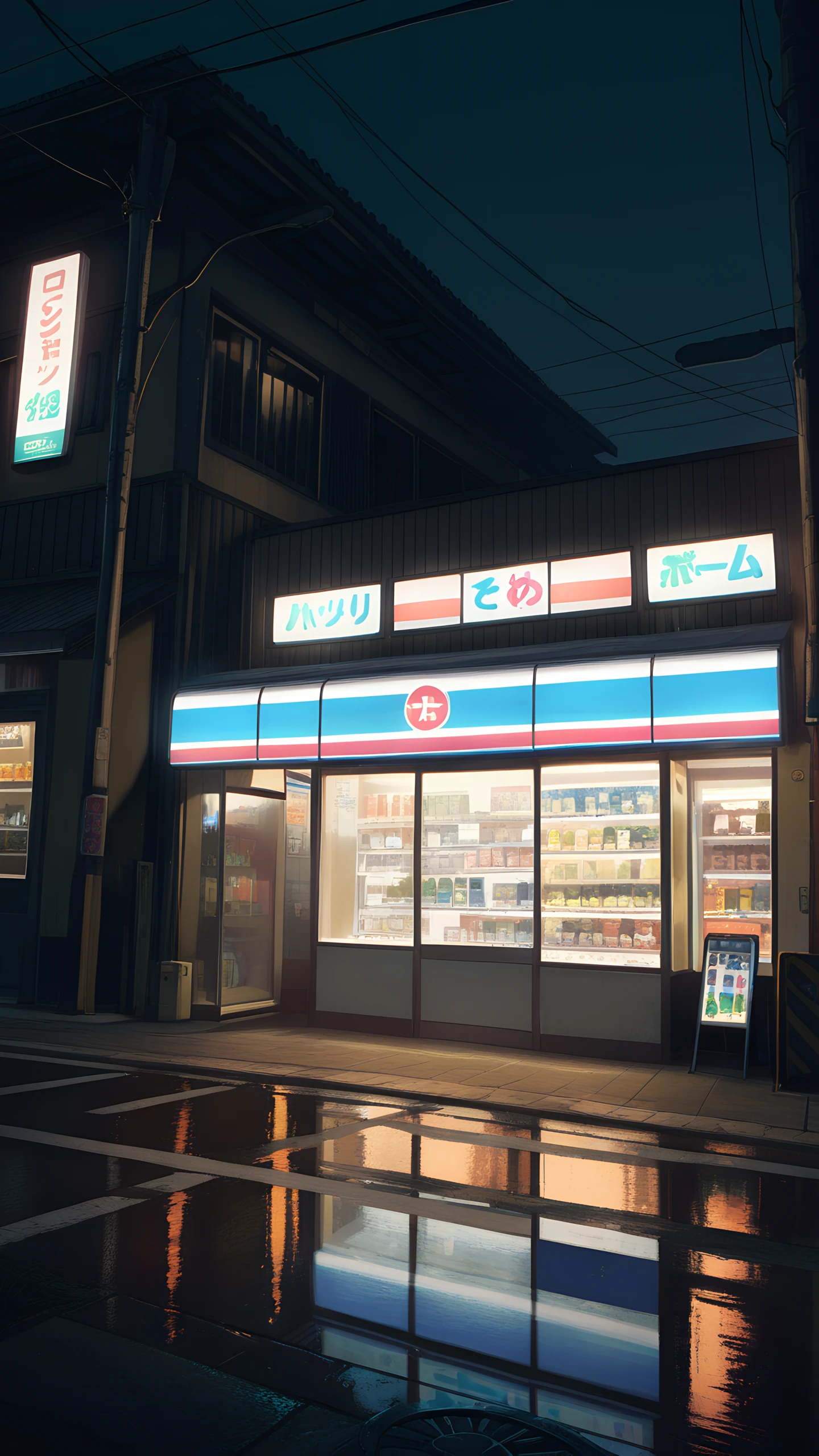 Anime Wallpaper Convenience Store Night 1440×2560 anime wallpaper