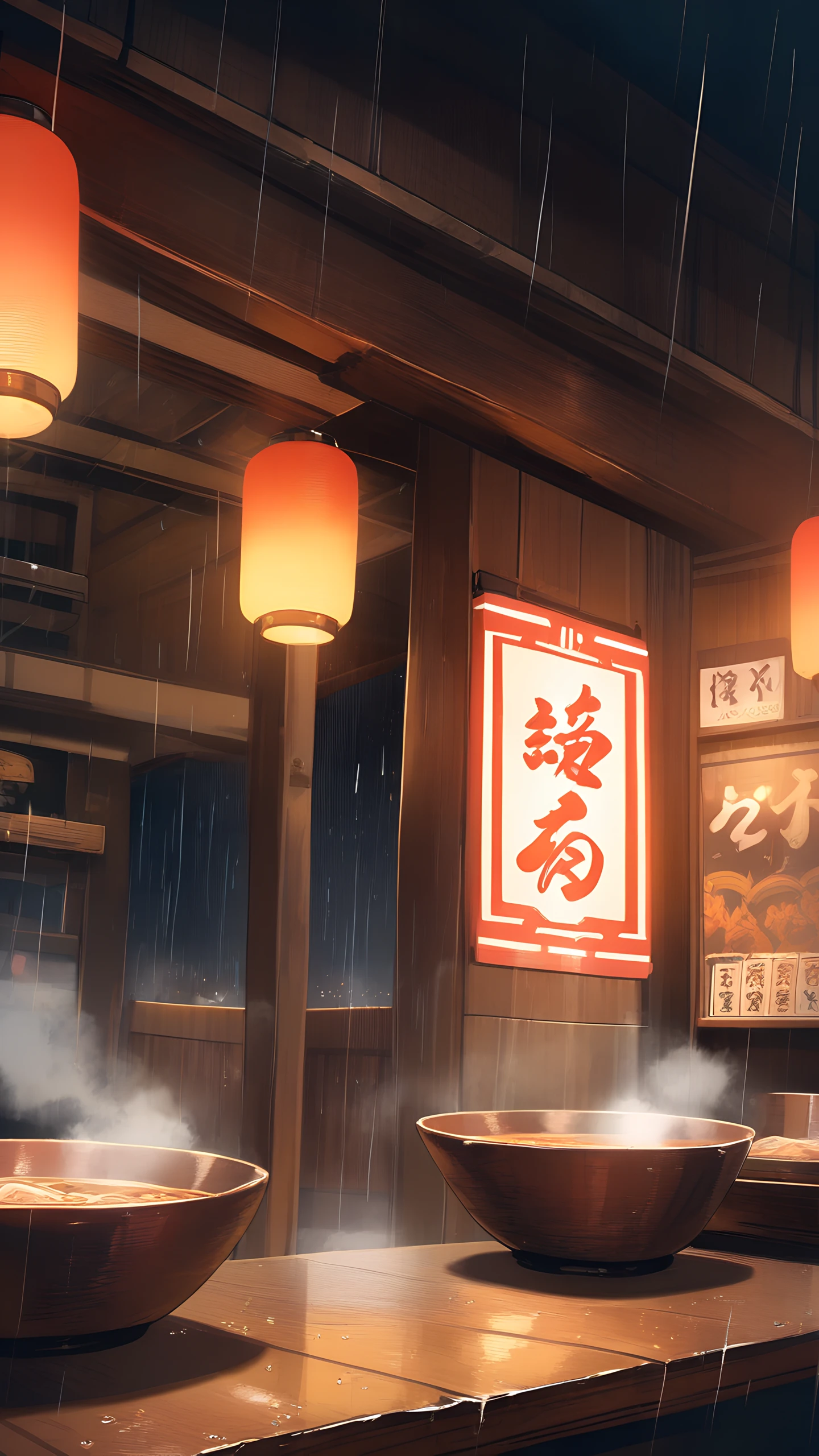 Anime Wallpaper Ramen Shop Night 1440×2560 anime wallpaper