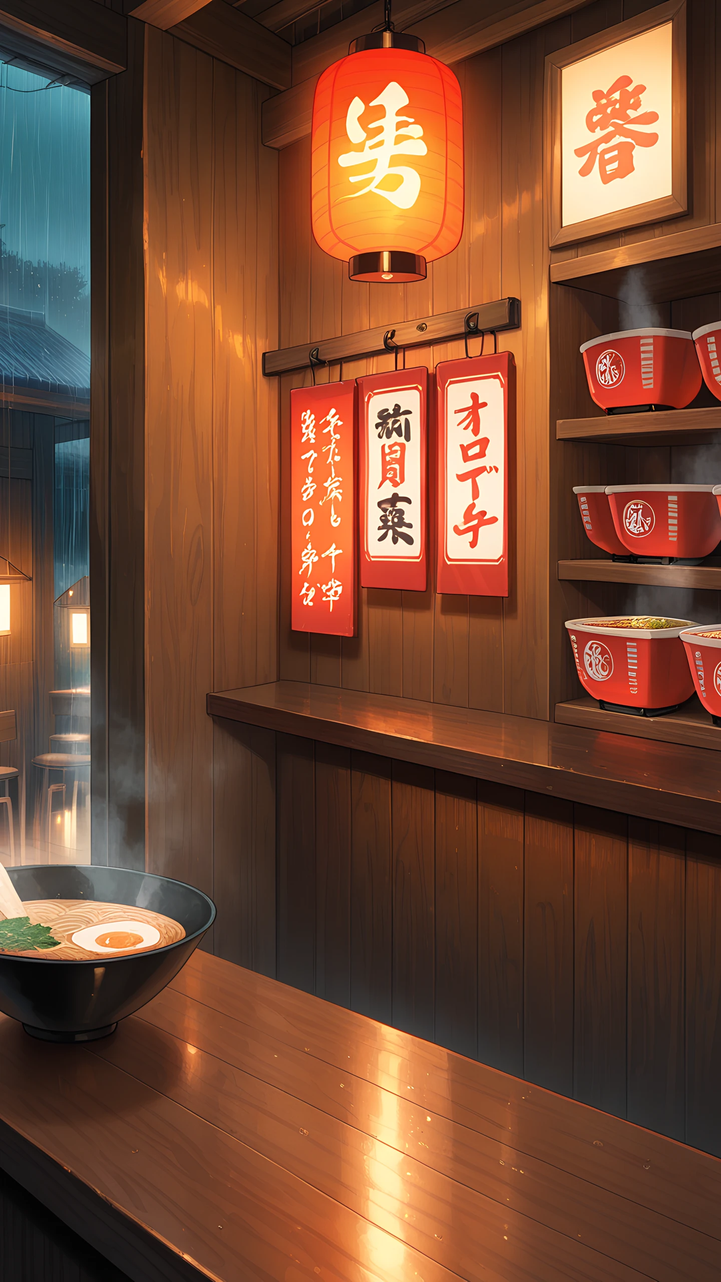 Anime Wallpaper Ramen Shop Night 1440×2560 anime wallpaper