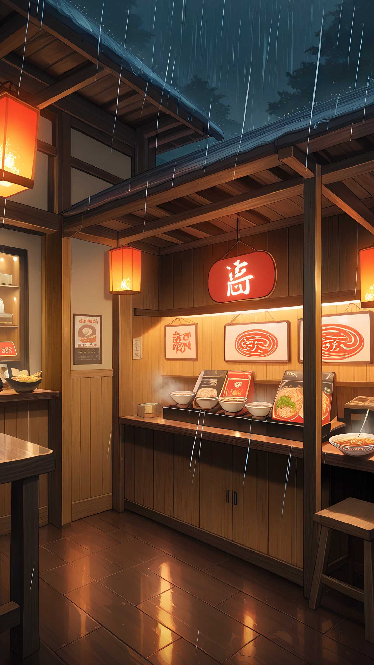 Anime Wallpaper Ramen Shop Night 1440×2560 anime wallpaper