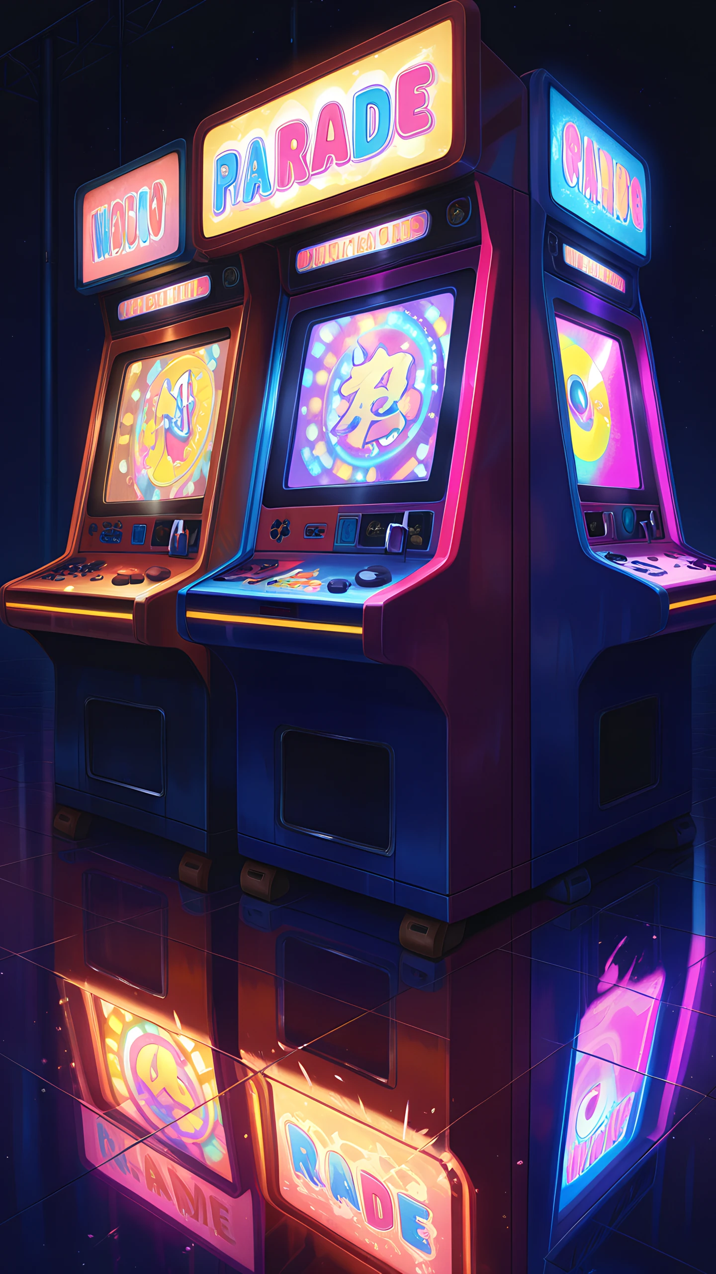 Anime Wallpaper Retro Arcade Neon 1440×2560 anime wallpaper