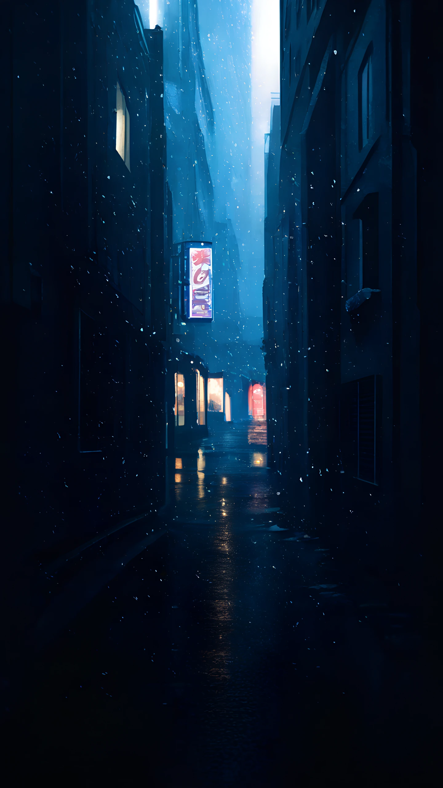 Anime Wallpaper Snowy Street Night 1440×2560 anime wallpaper