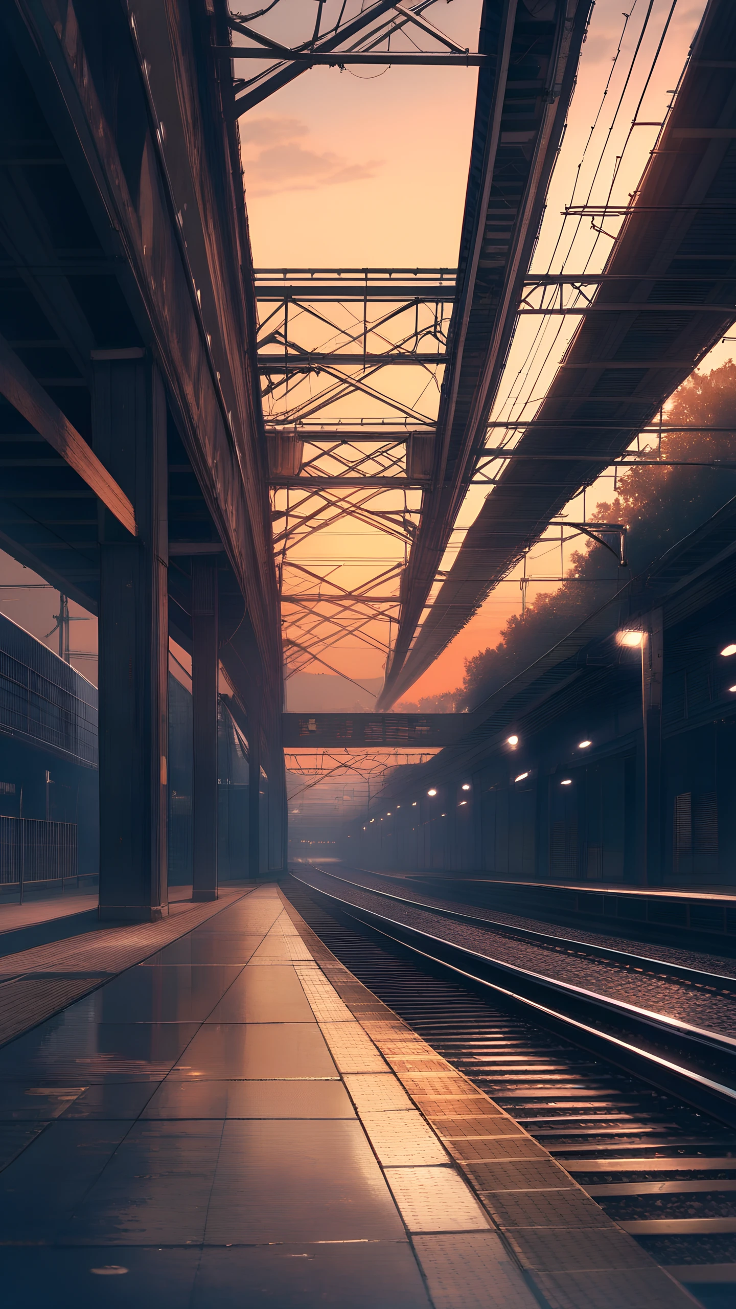 Anime Wallpaper Train Platform Dusk 1440×2560 anime wallpaper