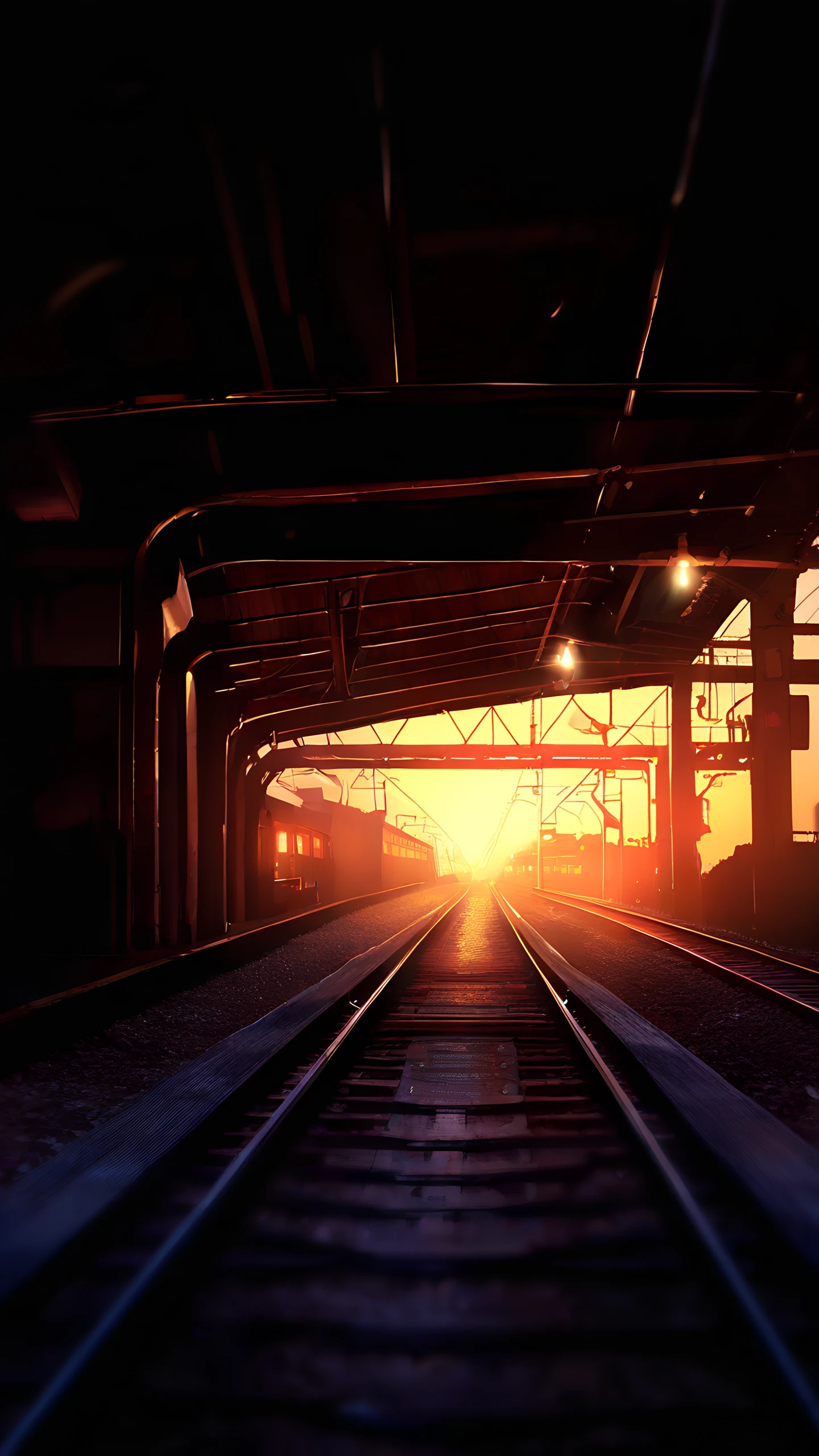 Anime Wallpaper Train Platform Dusk 1440×2560 anime wallpaper