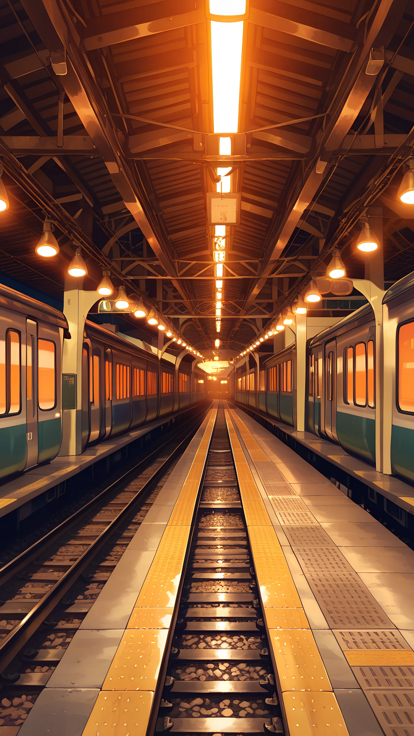 Anime Wallpaper Train Platform Dusk 1440×2560 anime wallpaper