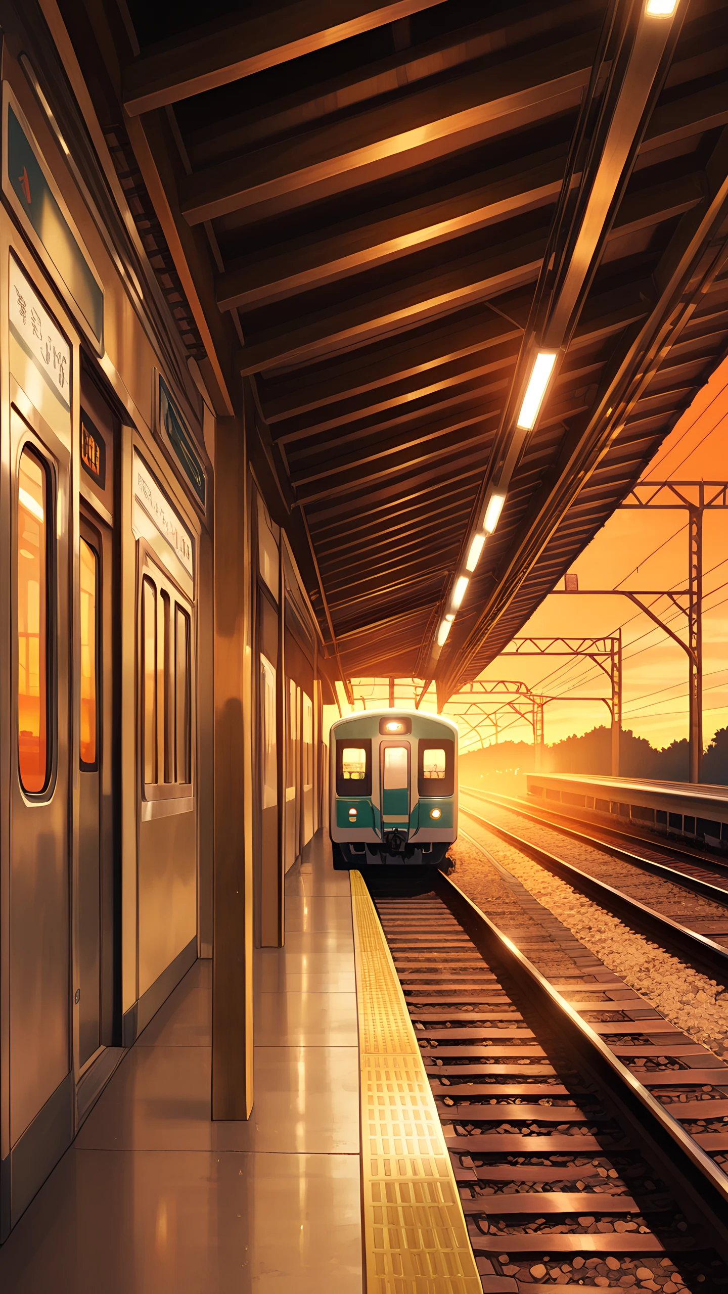 Anime Wallpaper Train Platform Dusk 1440×2560 anime wallpaper