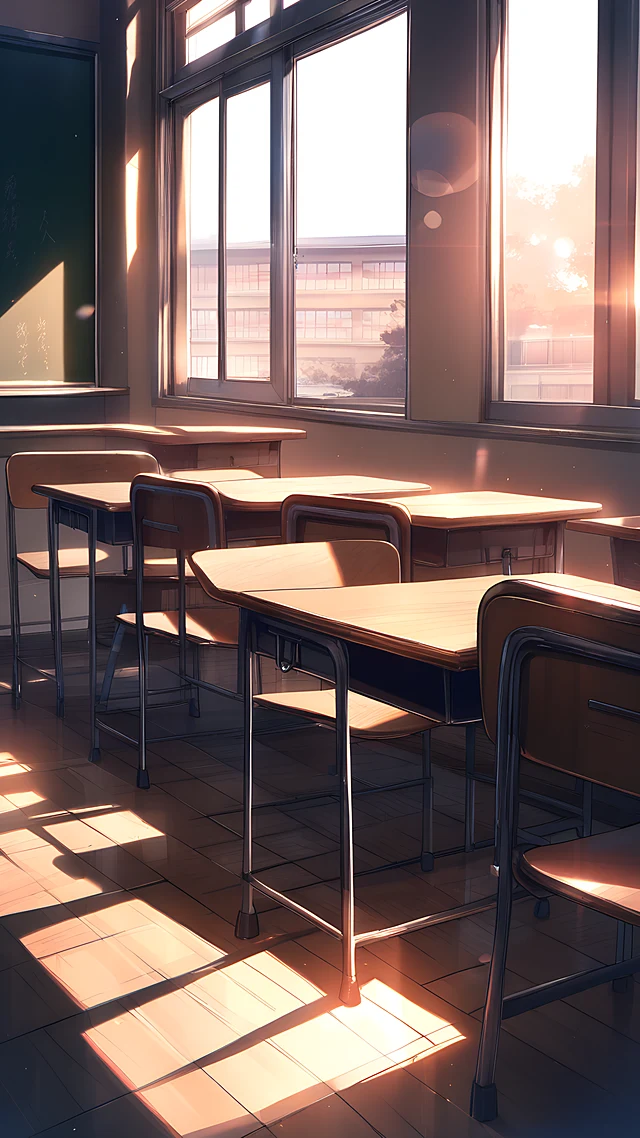 anime wallpaper classroom sunset — 1440×2560