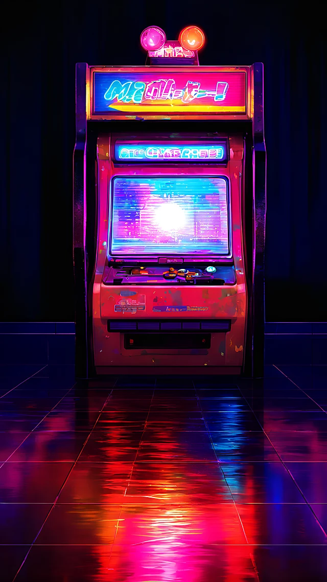 anime wallpaper retro arcade neon — 1440×2560