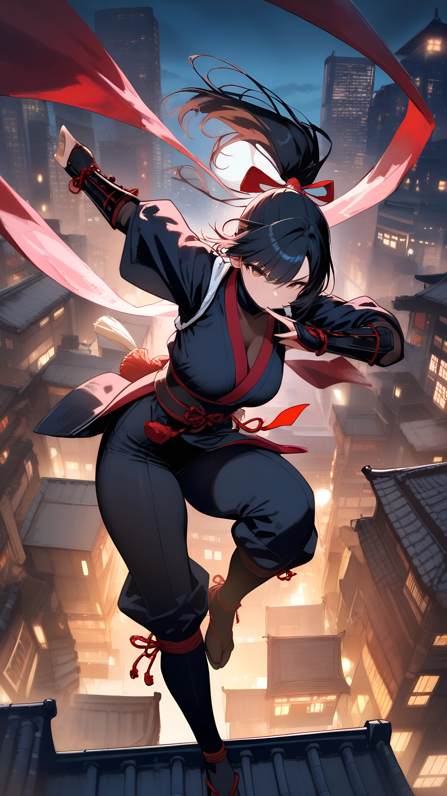 Anime Wallpaper Kunoichi Rooftop 1440×2560 anime wallpaper