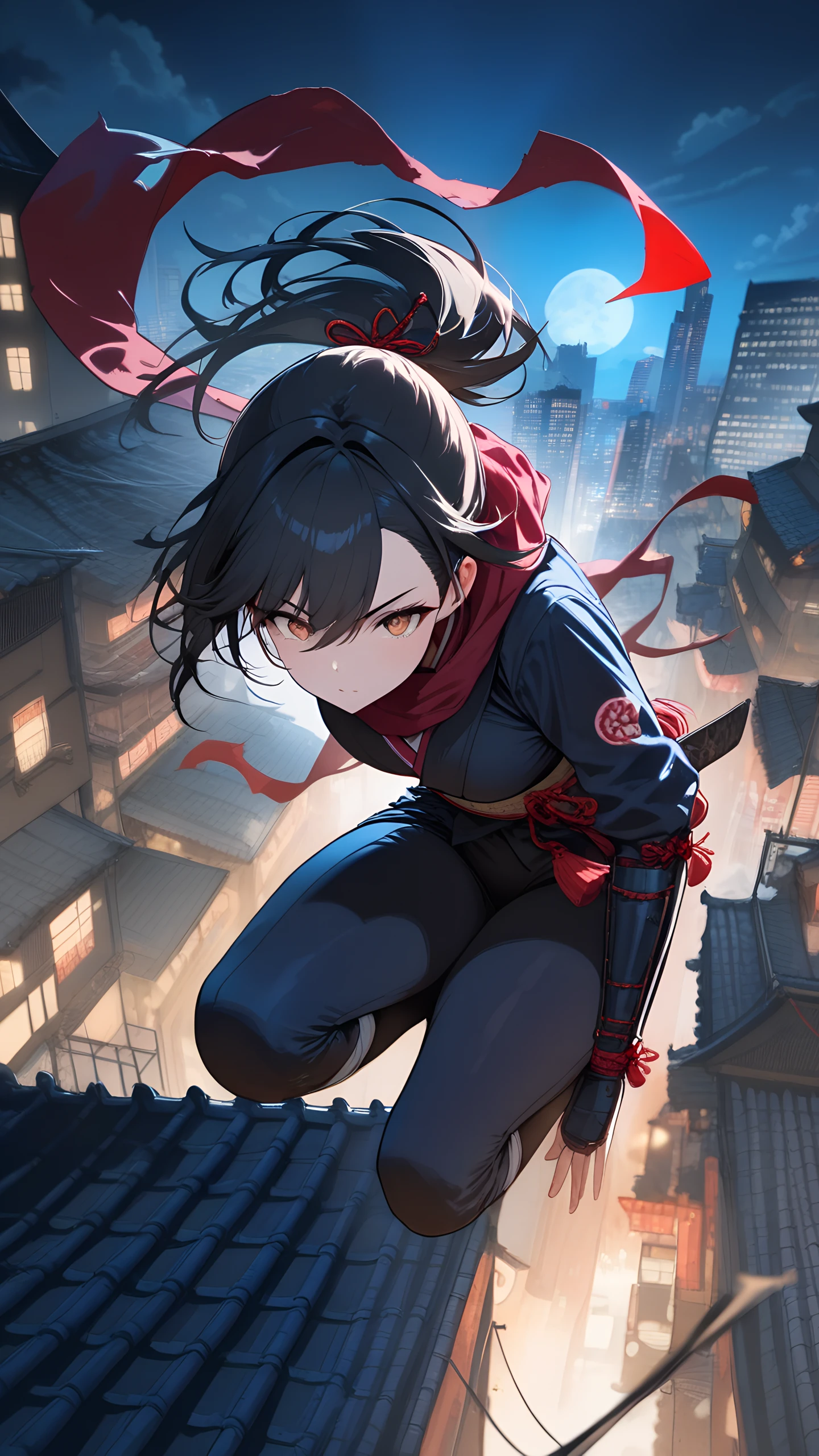 Anime Wallpaper Kunoichi Rooftop 1440×2560 anime wallpaper