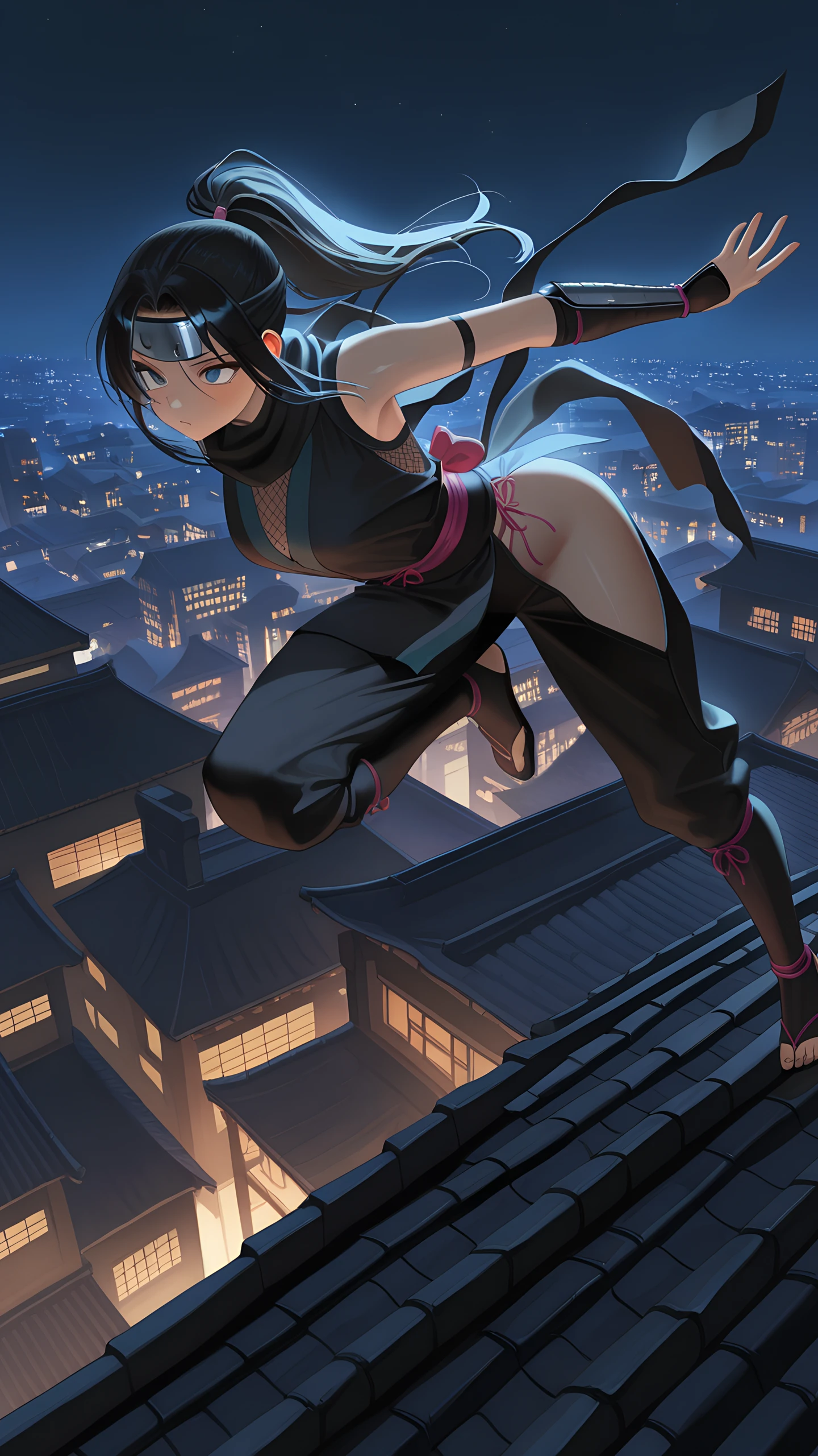 Anime Wallpaper Kunoichi Rooftop 1440×2560 anime wallpaper