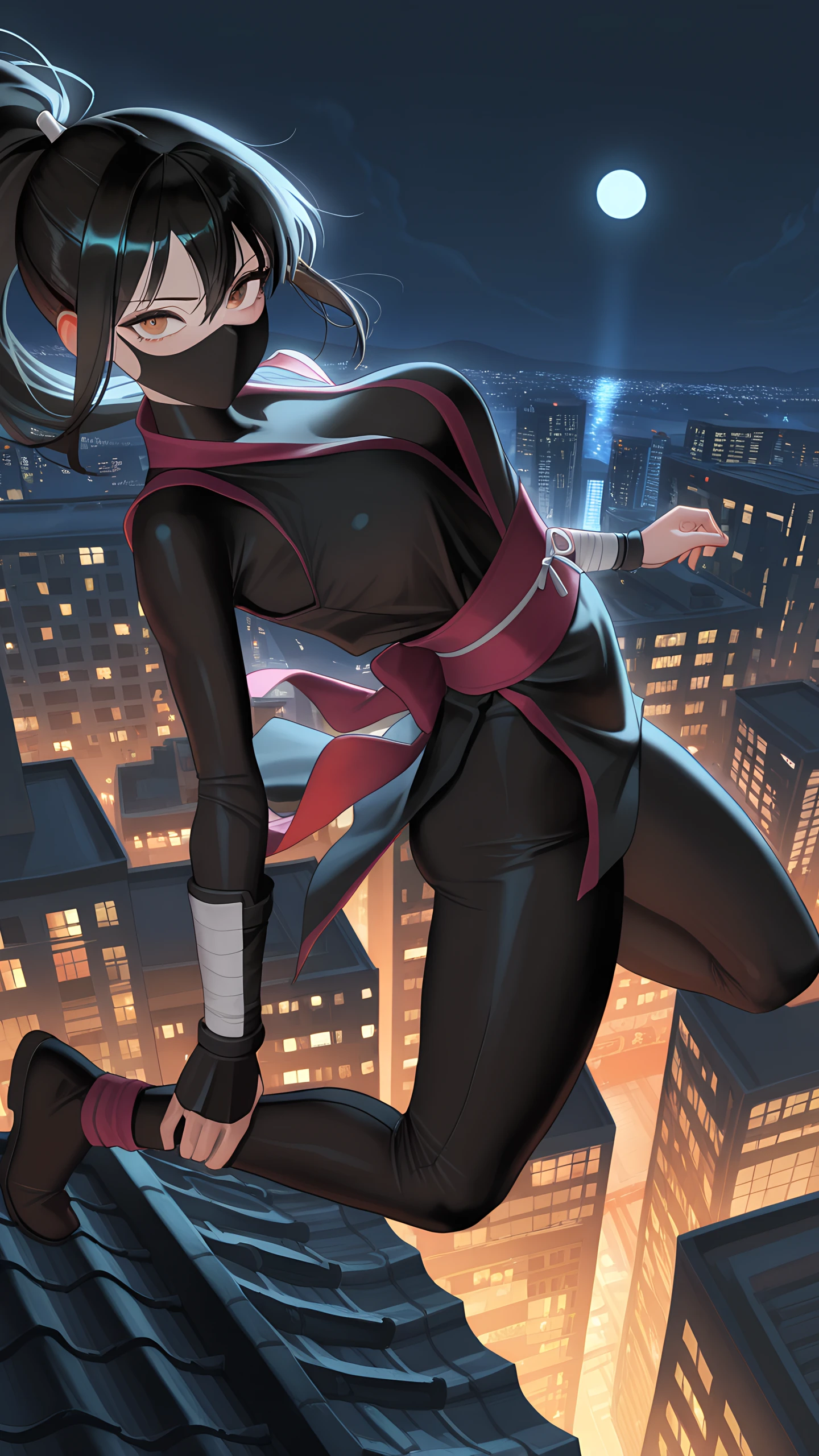 Anime Wallpaper Kunoichi Rooftop 1440×2560 anime wallpaper