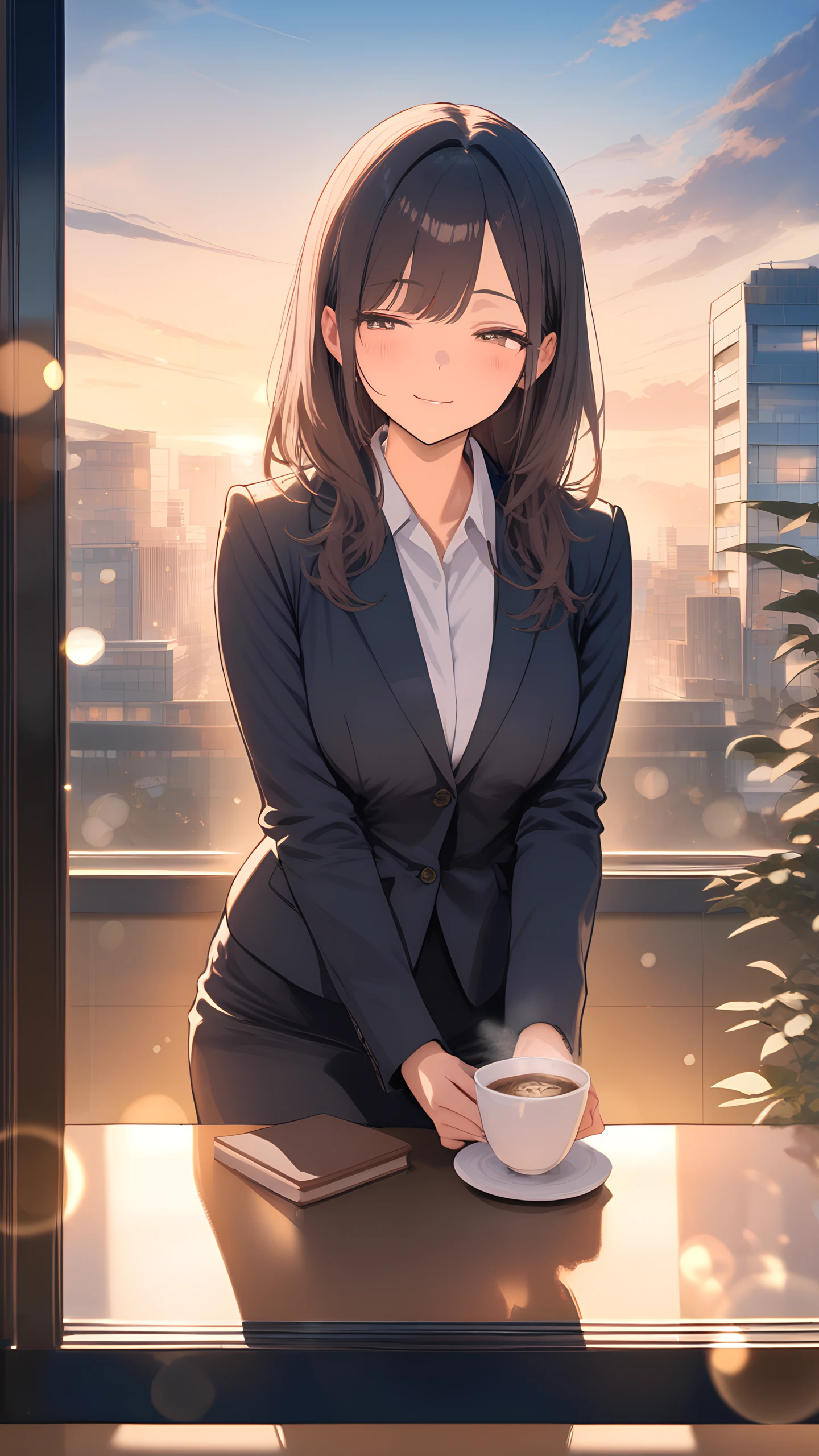 Anime Wallpaper Office Lady Dusk 1440×2560 anime wallpaper
