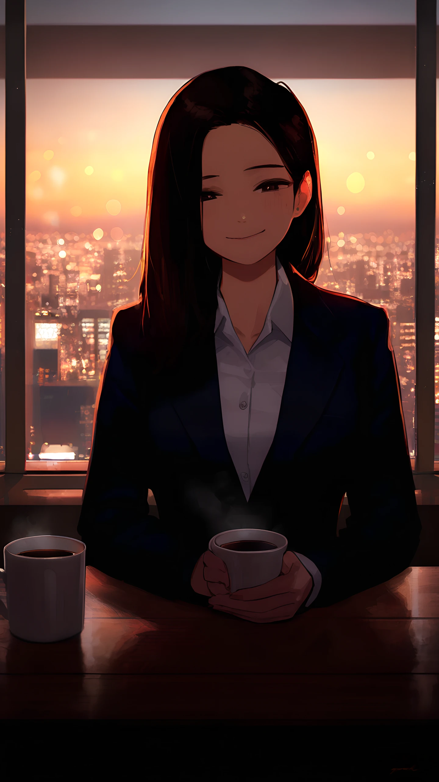 Anime Wallpaper Office Lady Dusk 1440×2560 anime wallpaper