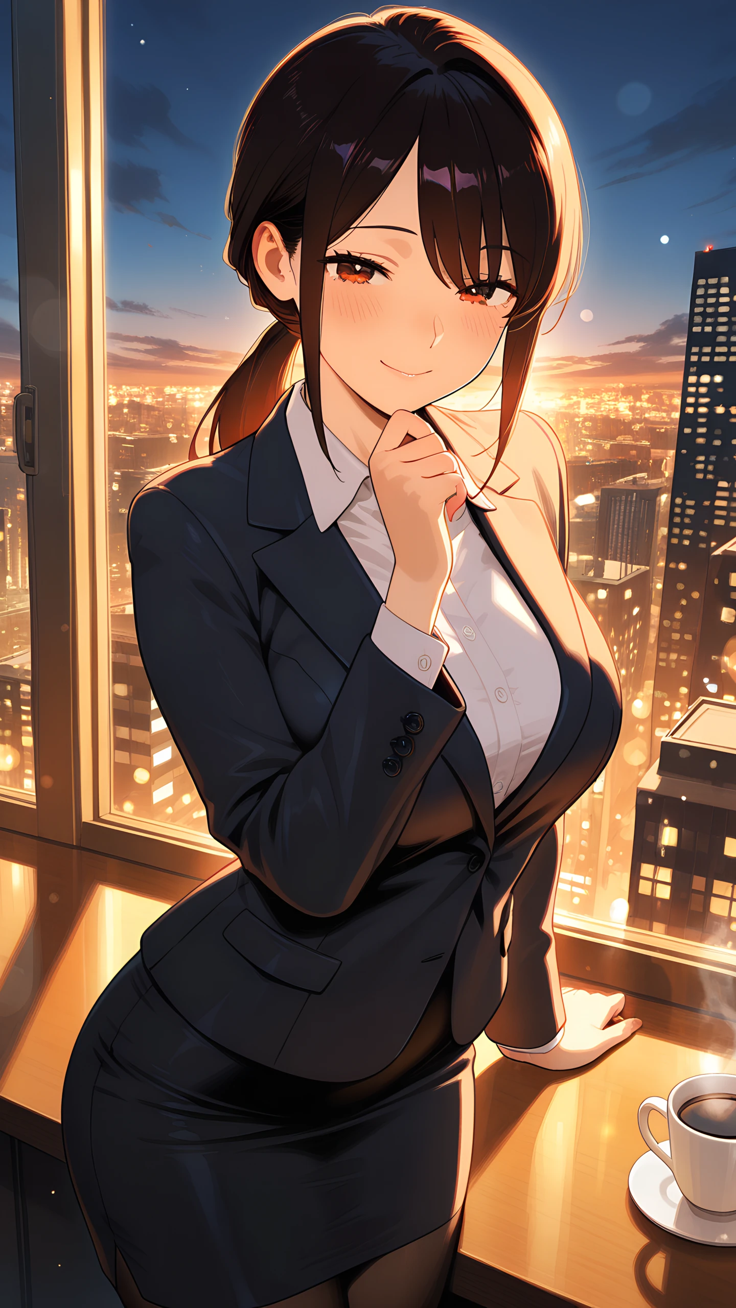 Anime Wallpaper Office Lady Dusk 1440×2560 anime wallpaper