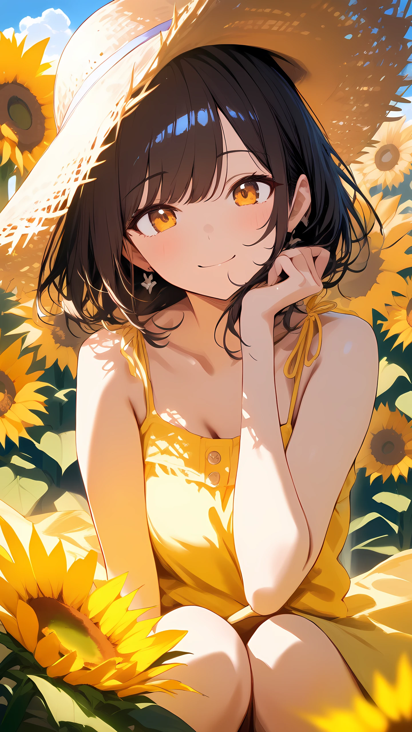 Anime Wallpaper Sunflower Girl 1440×2560 anime wallpaper