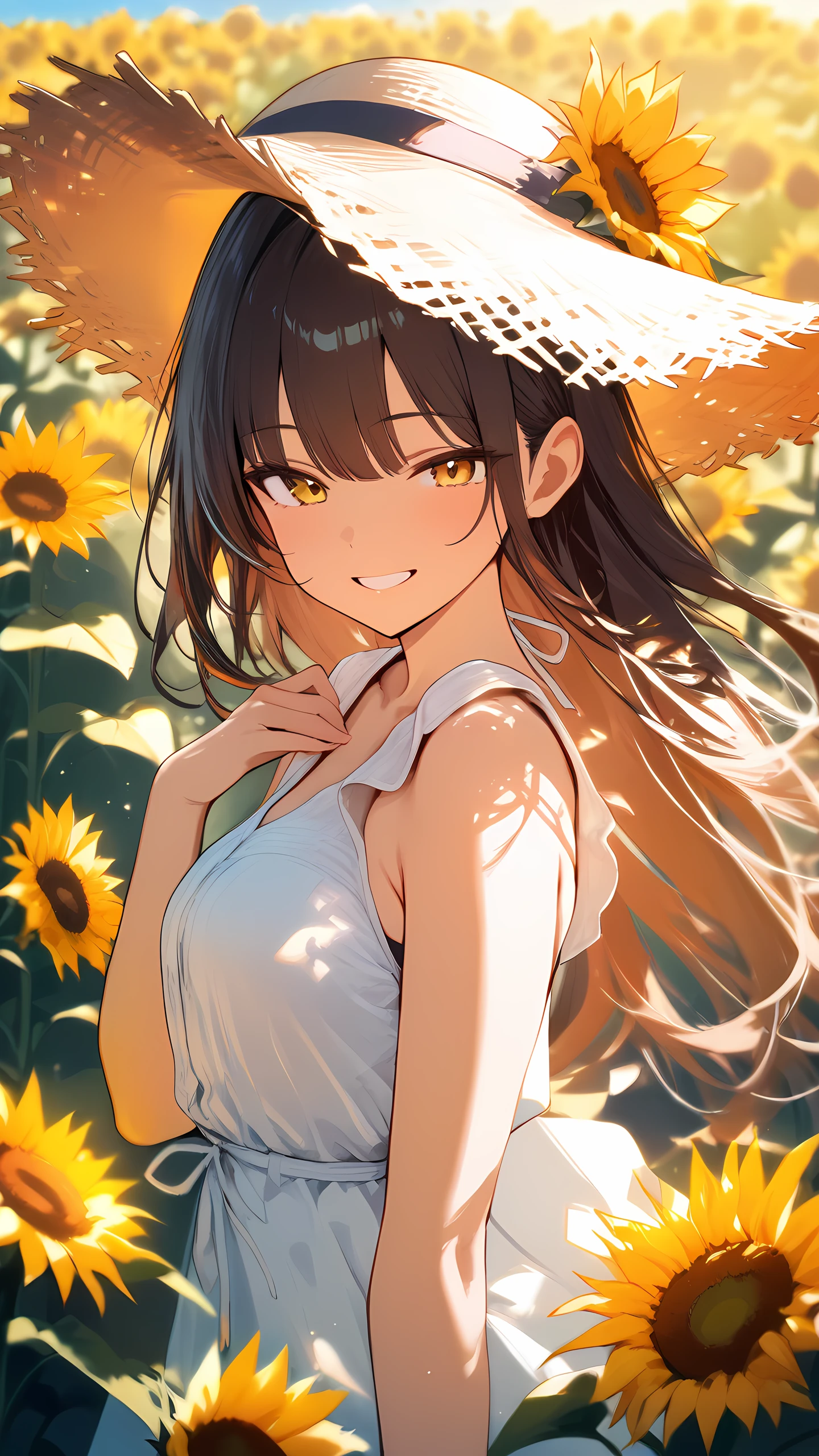 Anime Wallpaper Sunflower Girl 1440×2560 anime wallpaper