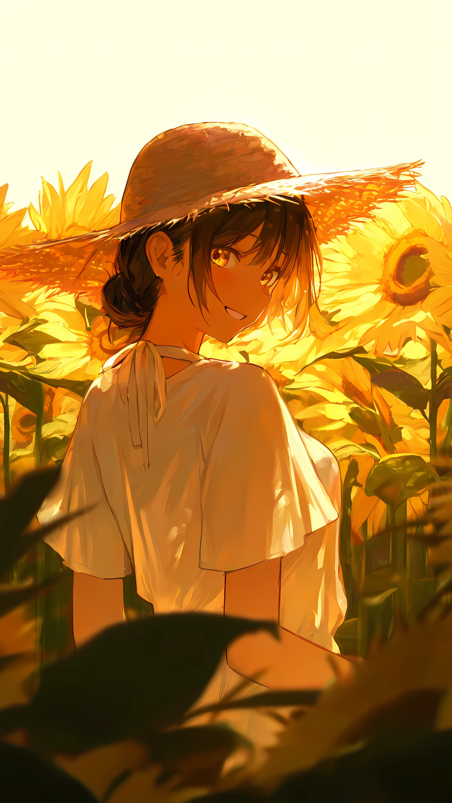 Anime Wallpaper Sunflower Girl 1440×2560 anime wallpaper