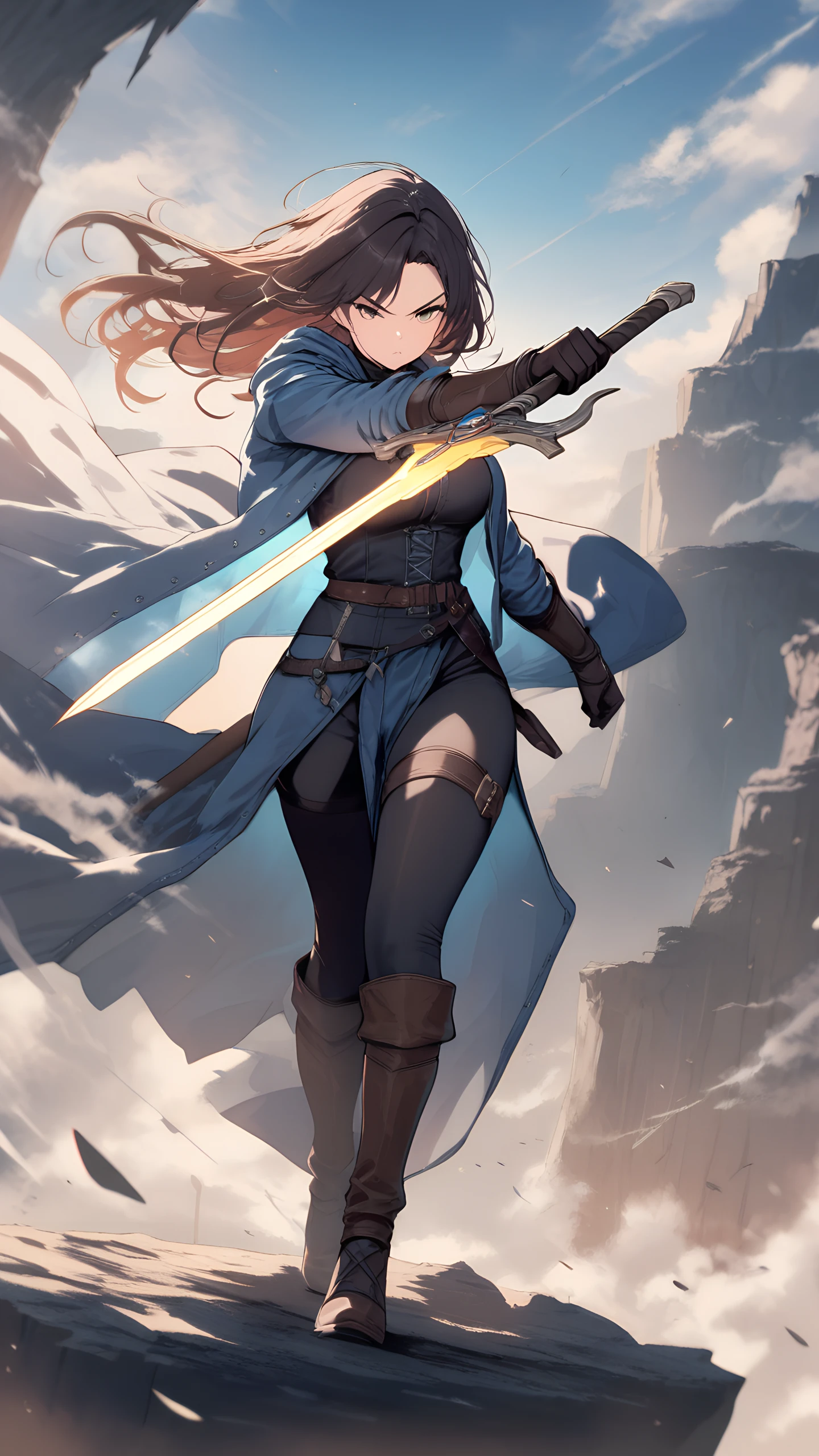 Anime Wallpaper Swordswoman Cliff 1440×2560 anime wallpaper