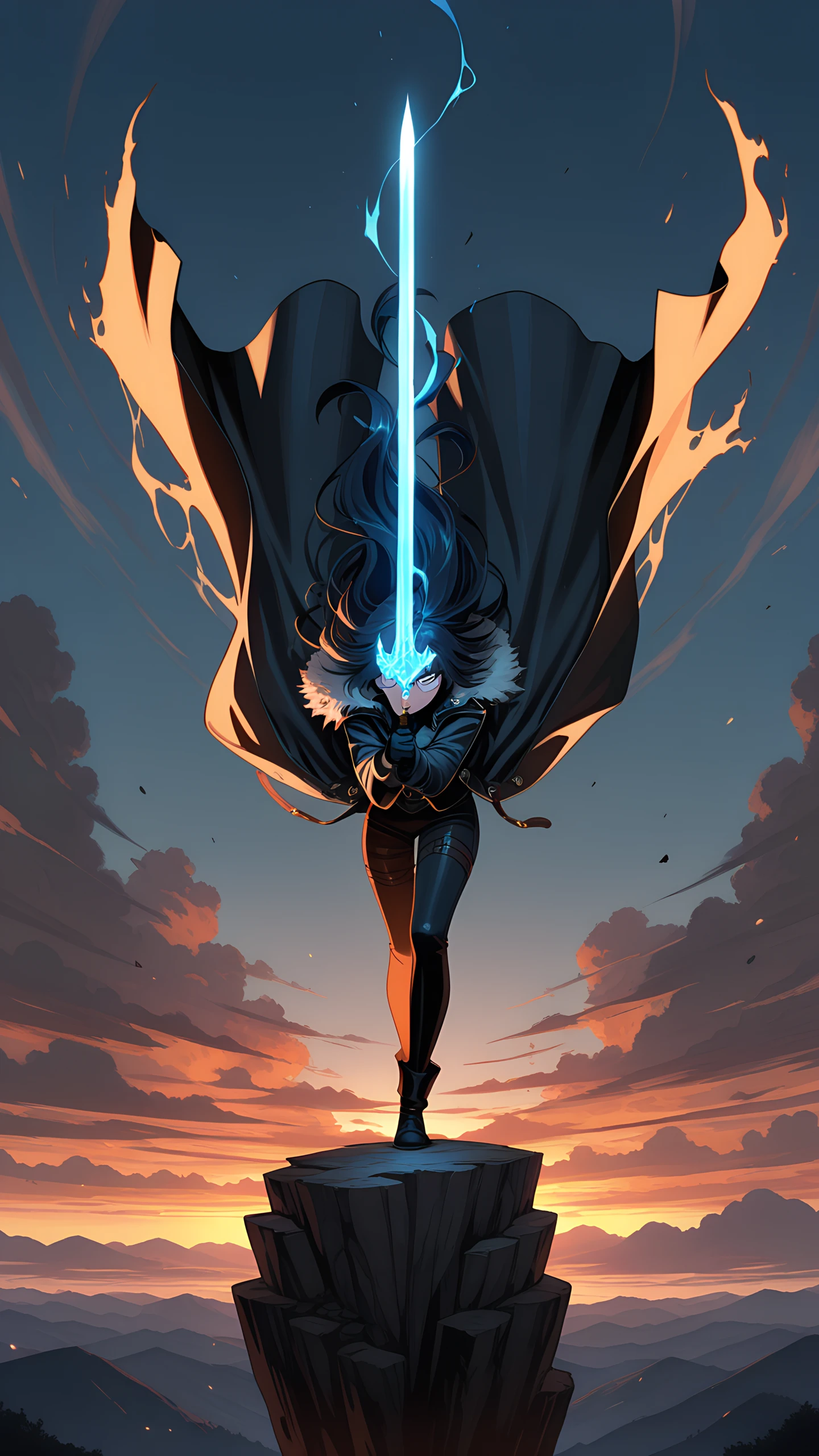Anime Wallpaper Swordswoman Cliff 1440×2560 anime wallpaper