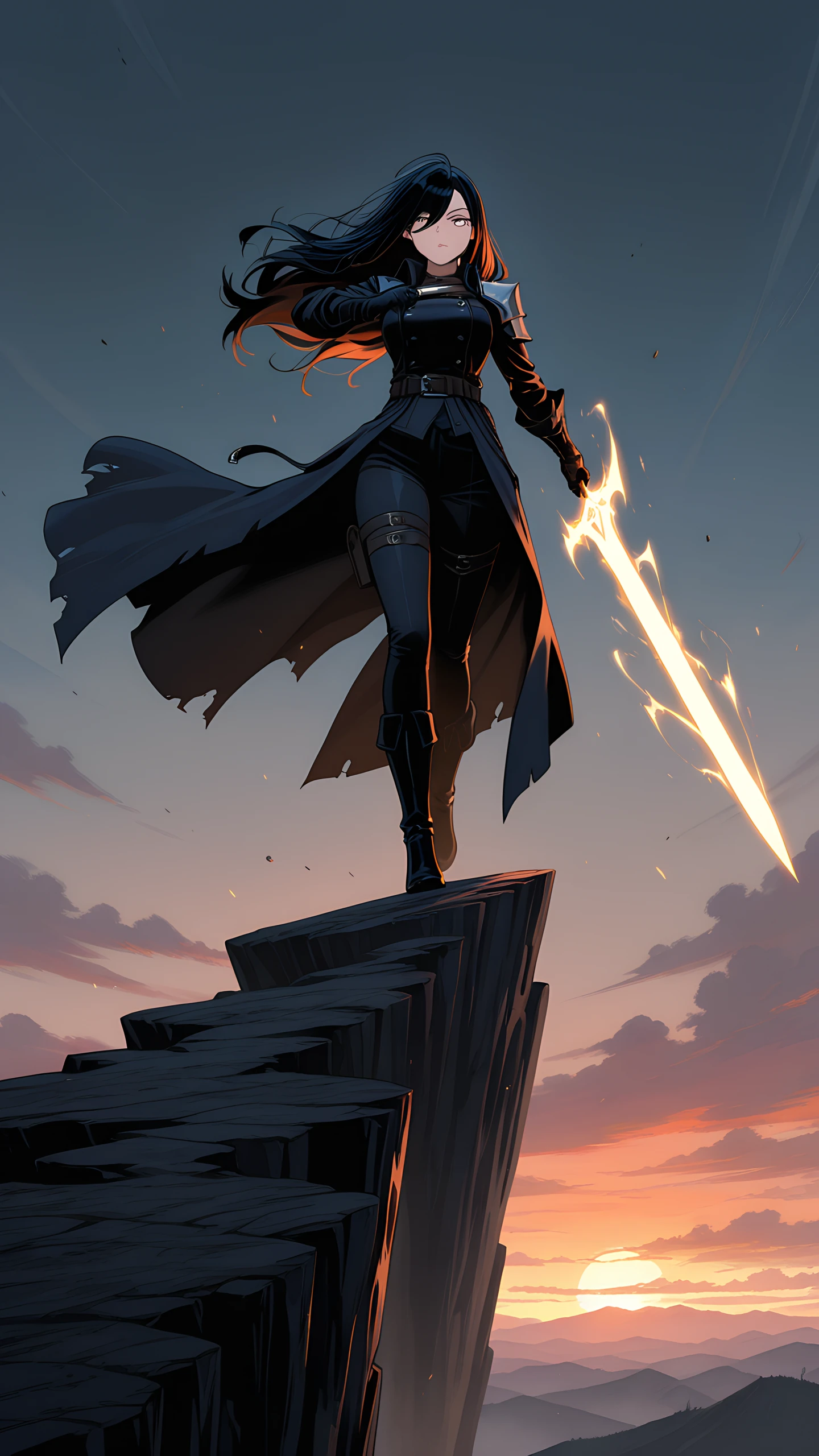 Anime Wallpaper Swordswoman Cliff 1440×2560 anime wallpaper