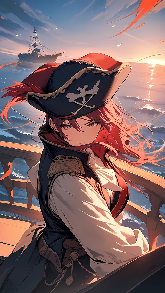 anime wallpaper pirate girl — 1440×2560