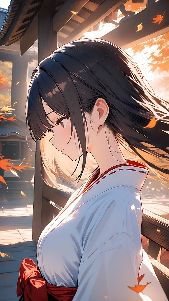 anime wallpaper shrine maiden — 1440×2560