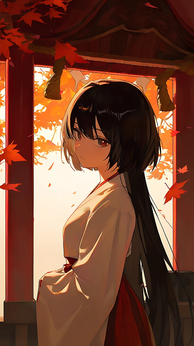 anime wallpaper shrine maiden — 1440×2560