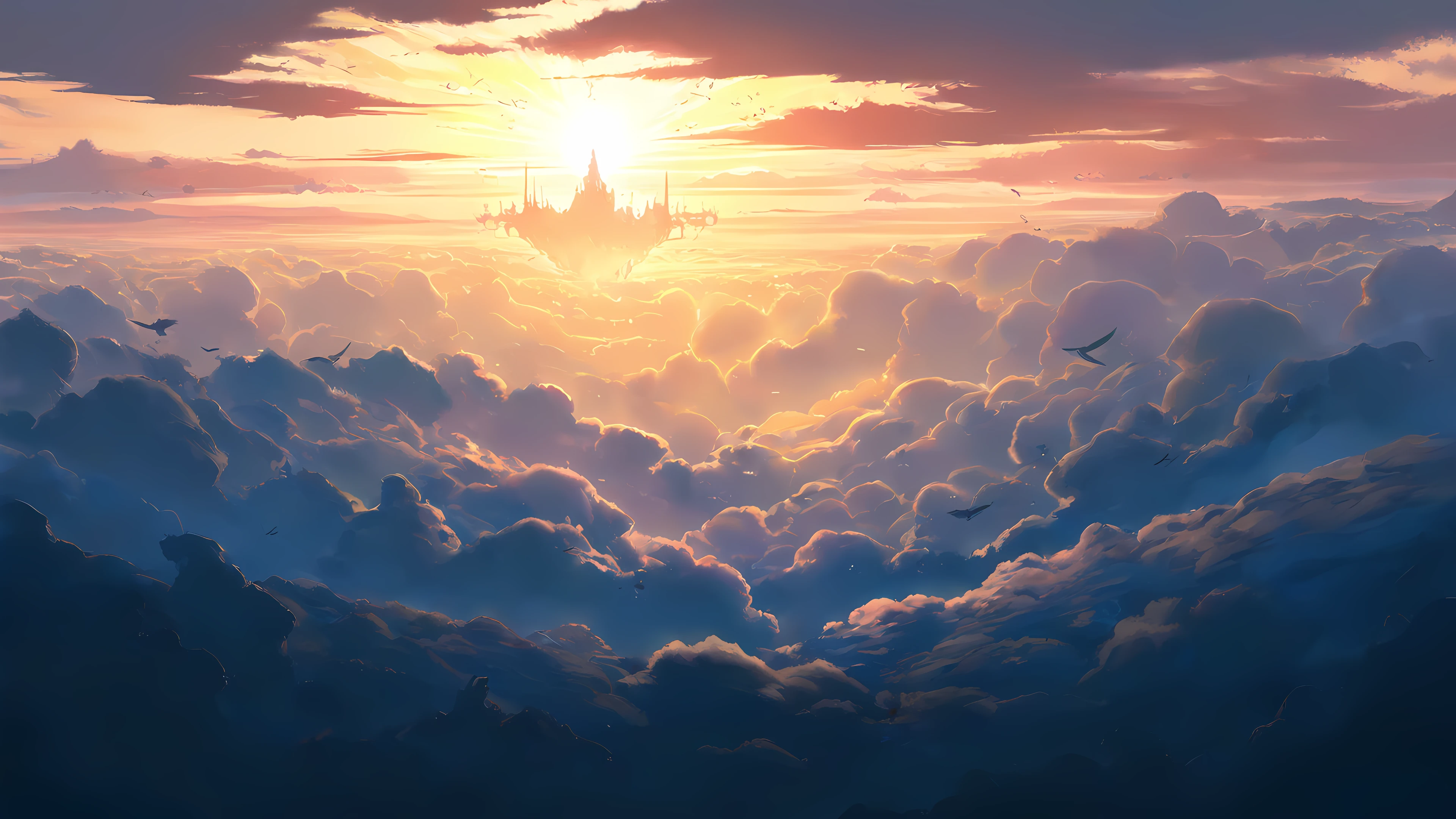 Anime Fantasy Wallpaper Sky Castle 3840×2160 anime wallpaper