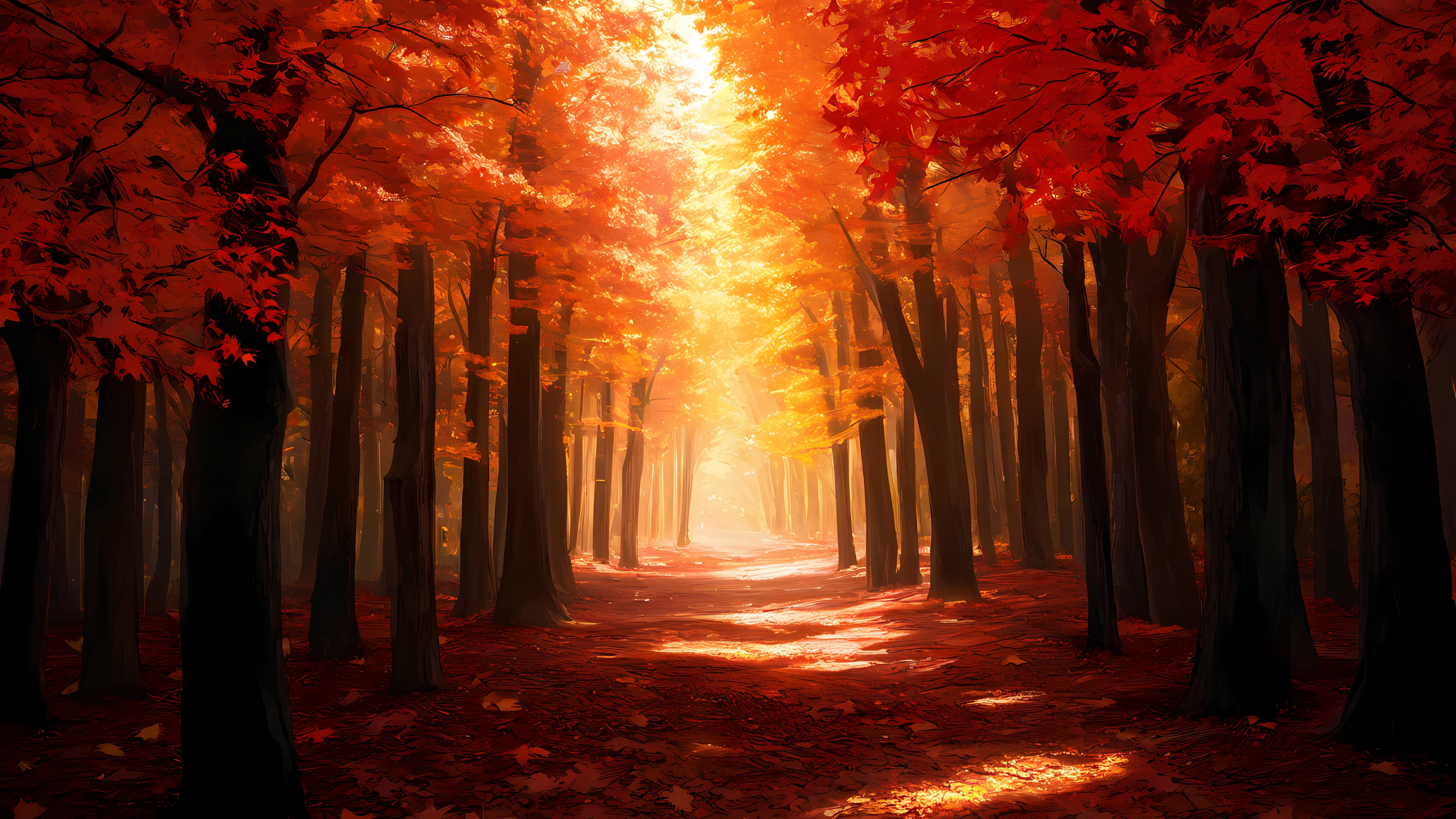 Anime Scenery Wallpaper Autumn Forest 3840×2160 anime wallpaper