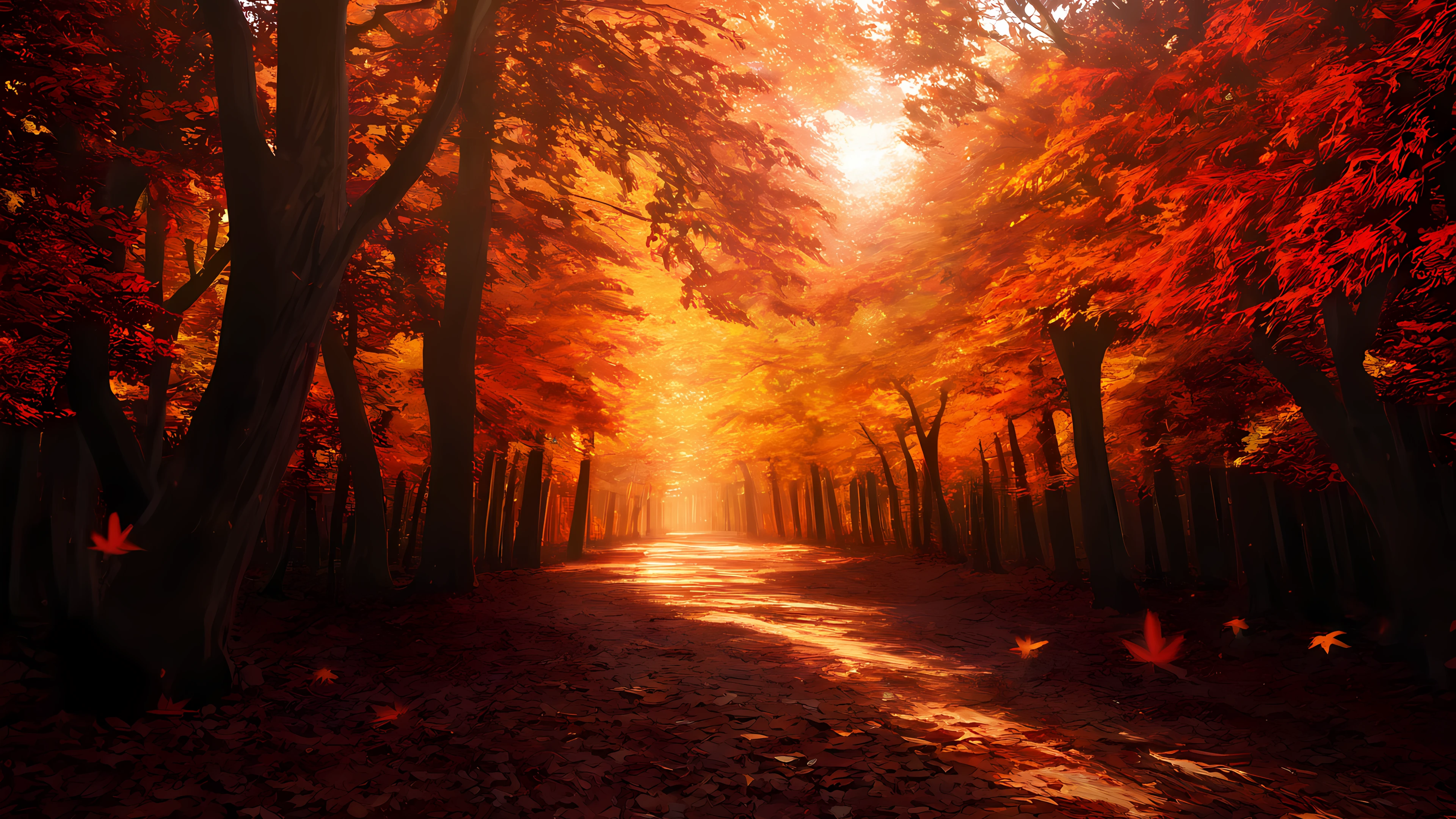 Anime Scenery Wallpaper Autumn Forest 3840×2160 anime wallpaper