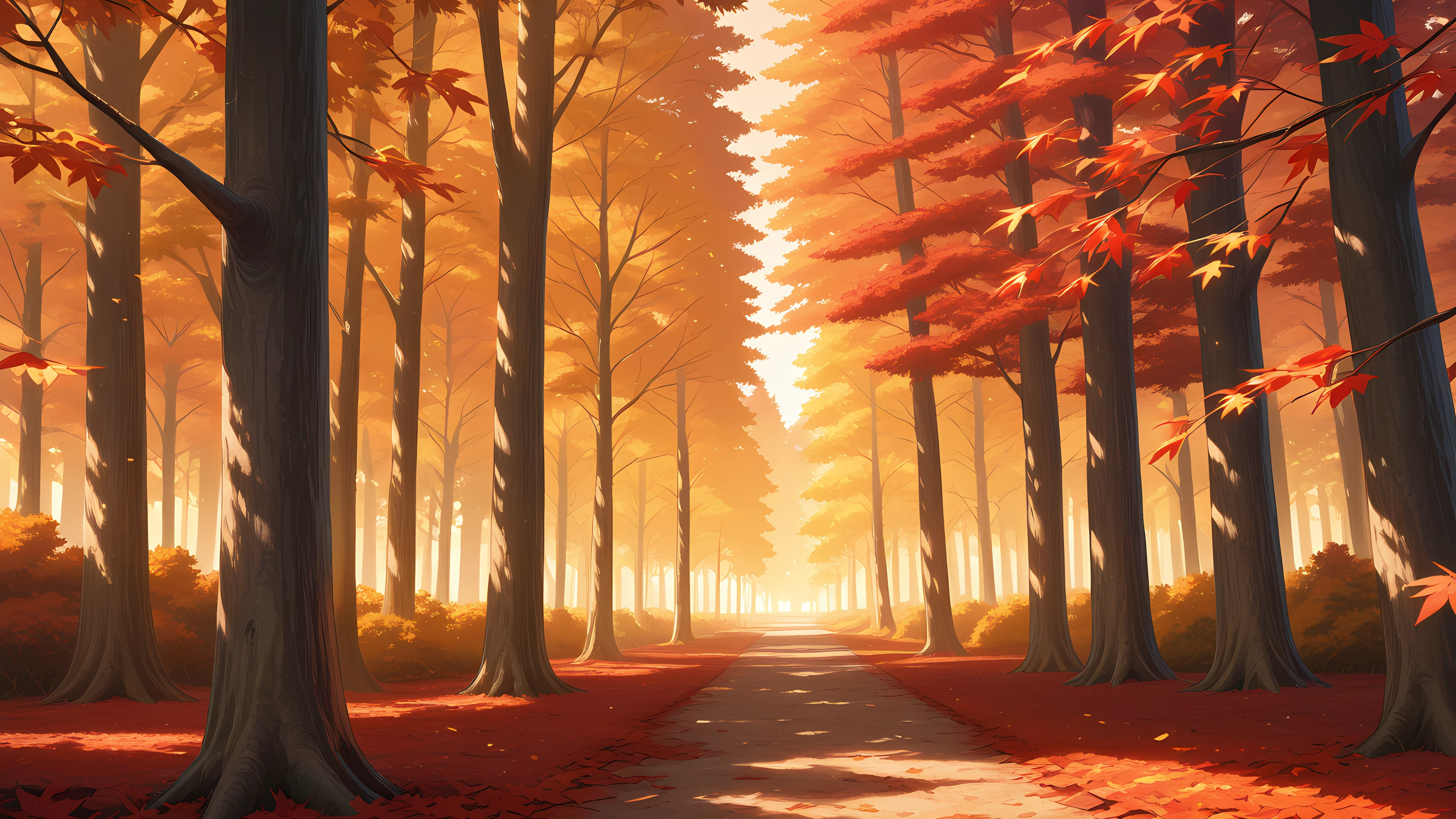 Anime Scenery Wallpaper Autumn Forest 3840×2160 anime wallpaper
