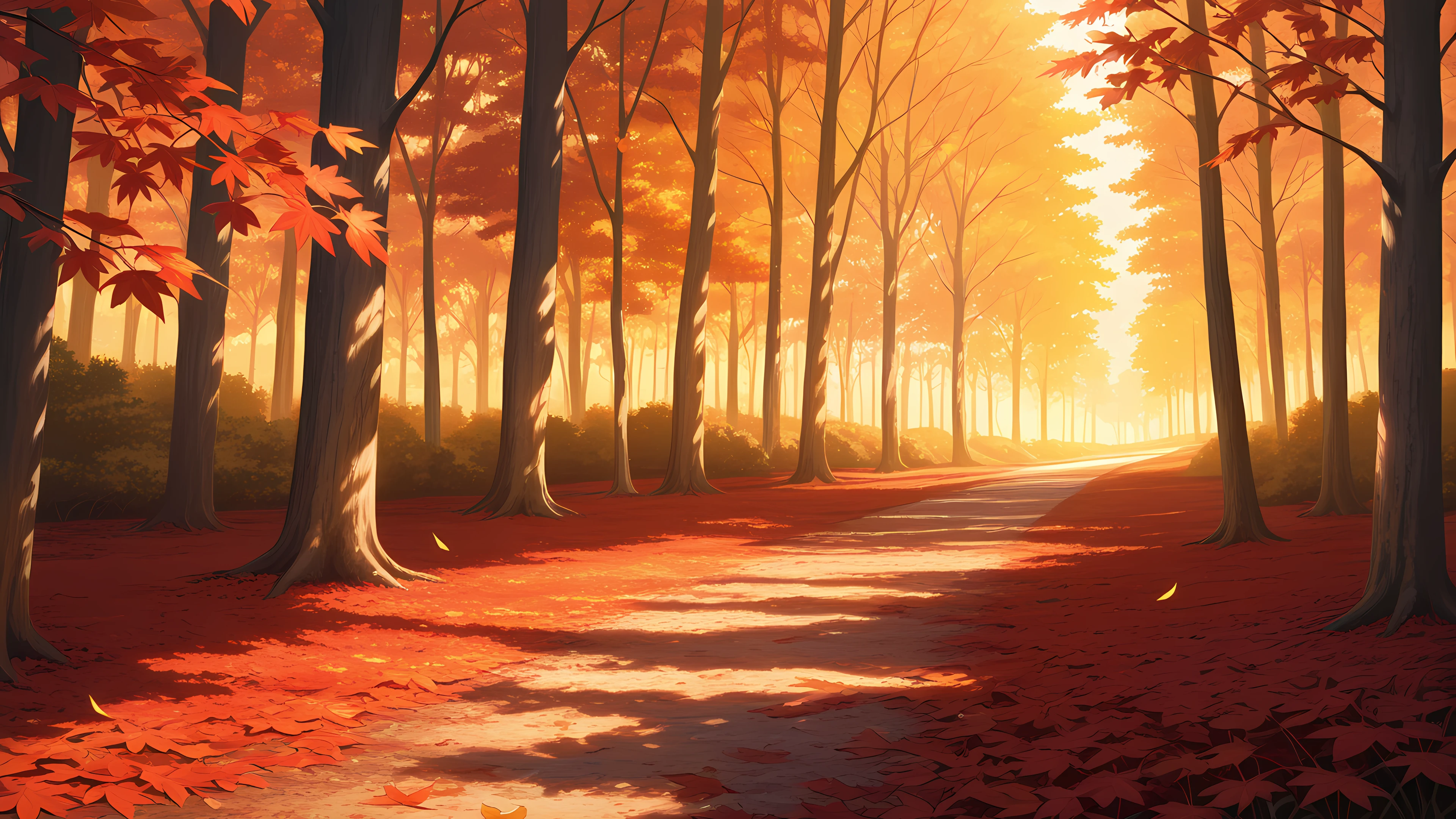 Anime Scenery Wallpaper Autumn Forest 3840×2160 anime wallpaper
