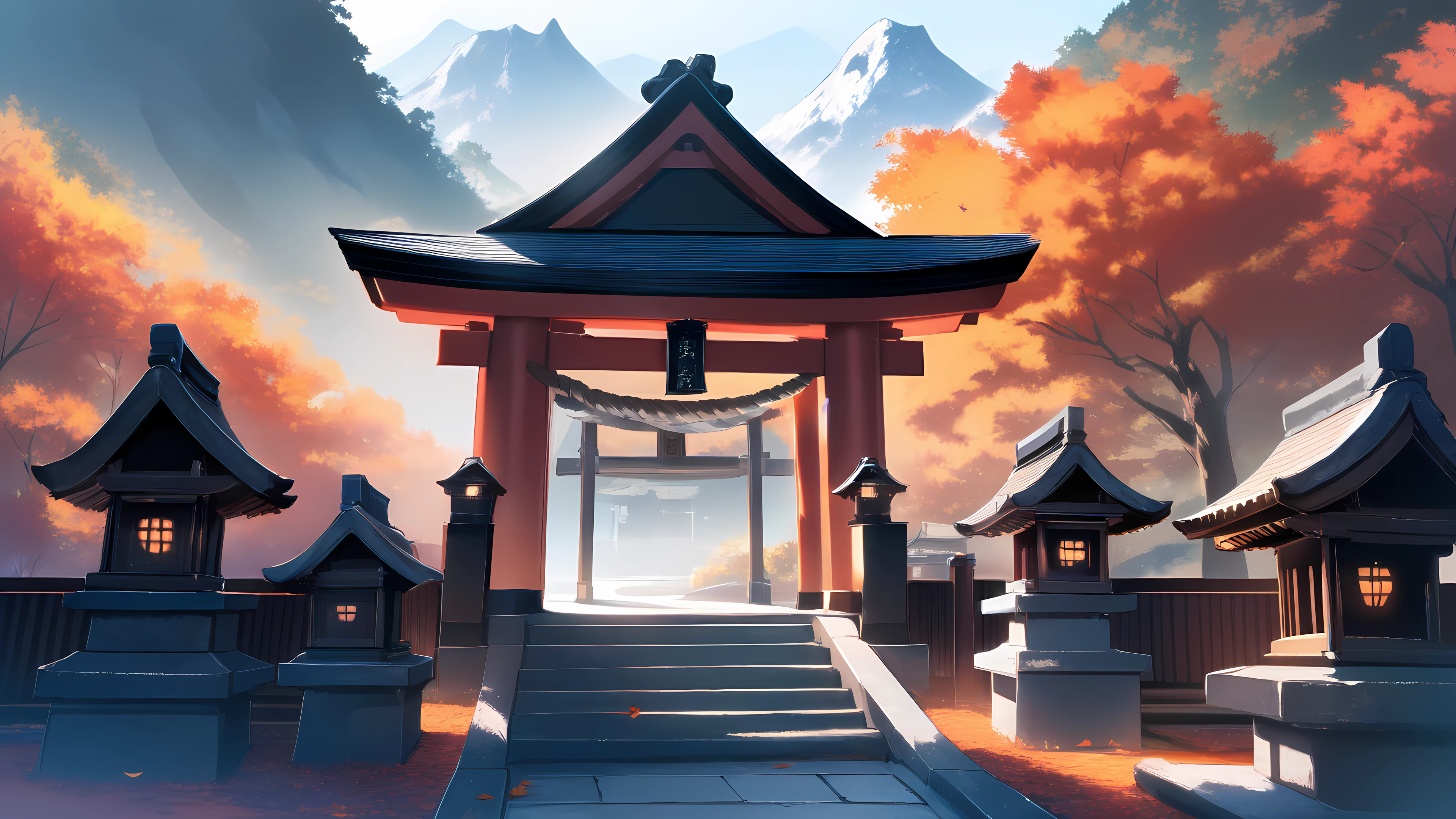 Anime Scenery Wallpaper Torii Shrine 3840×2160 anime wallpaper