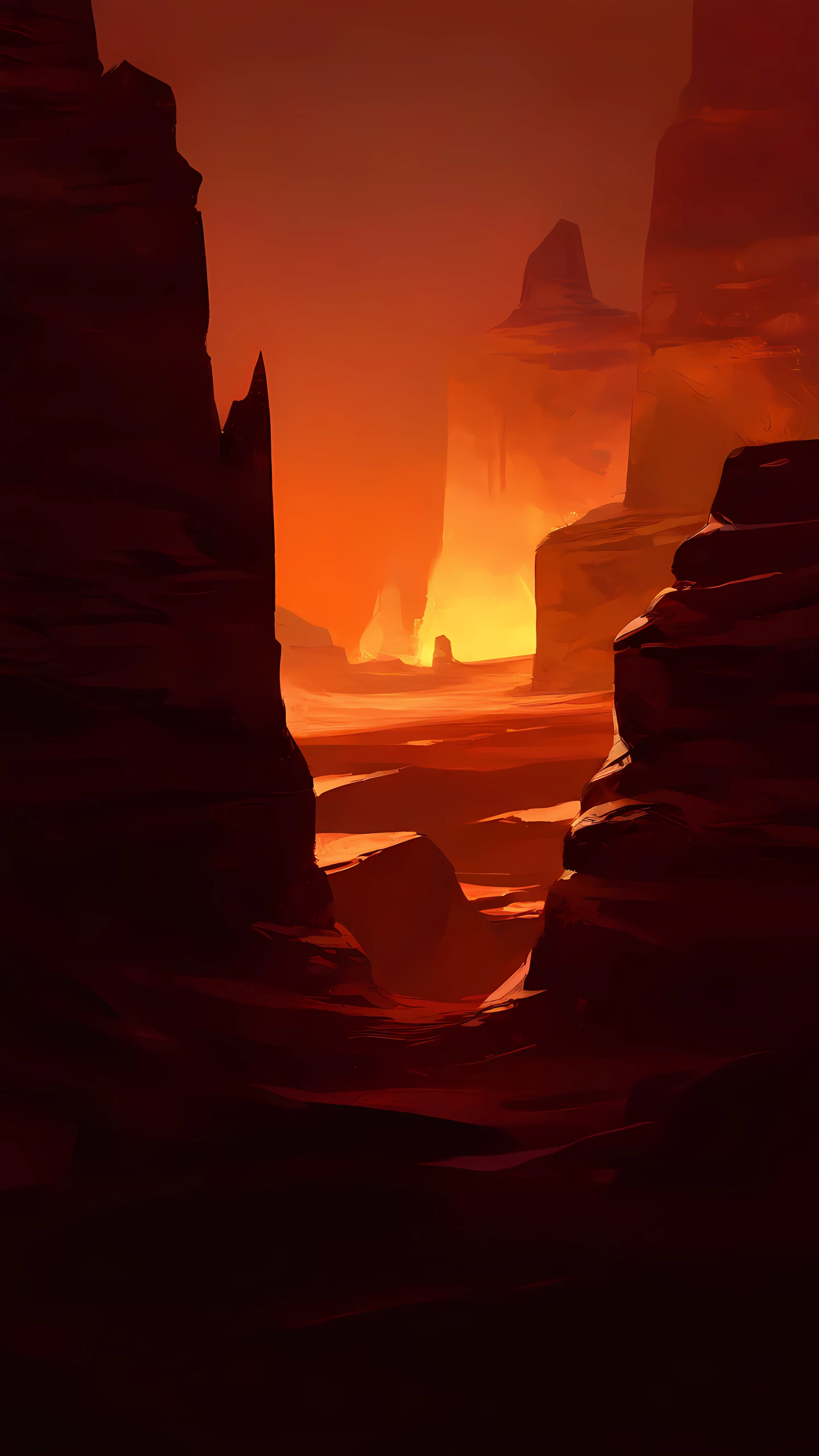 Anime Wallpaper Desert Canyon Dusk 1440×2560 anime wallpaper
