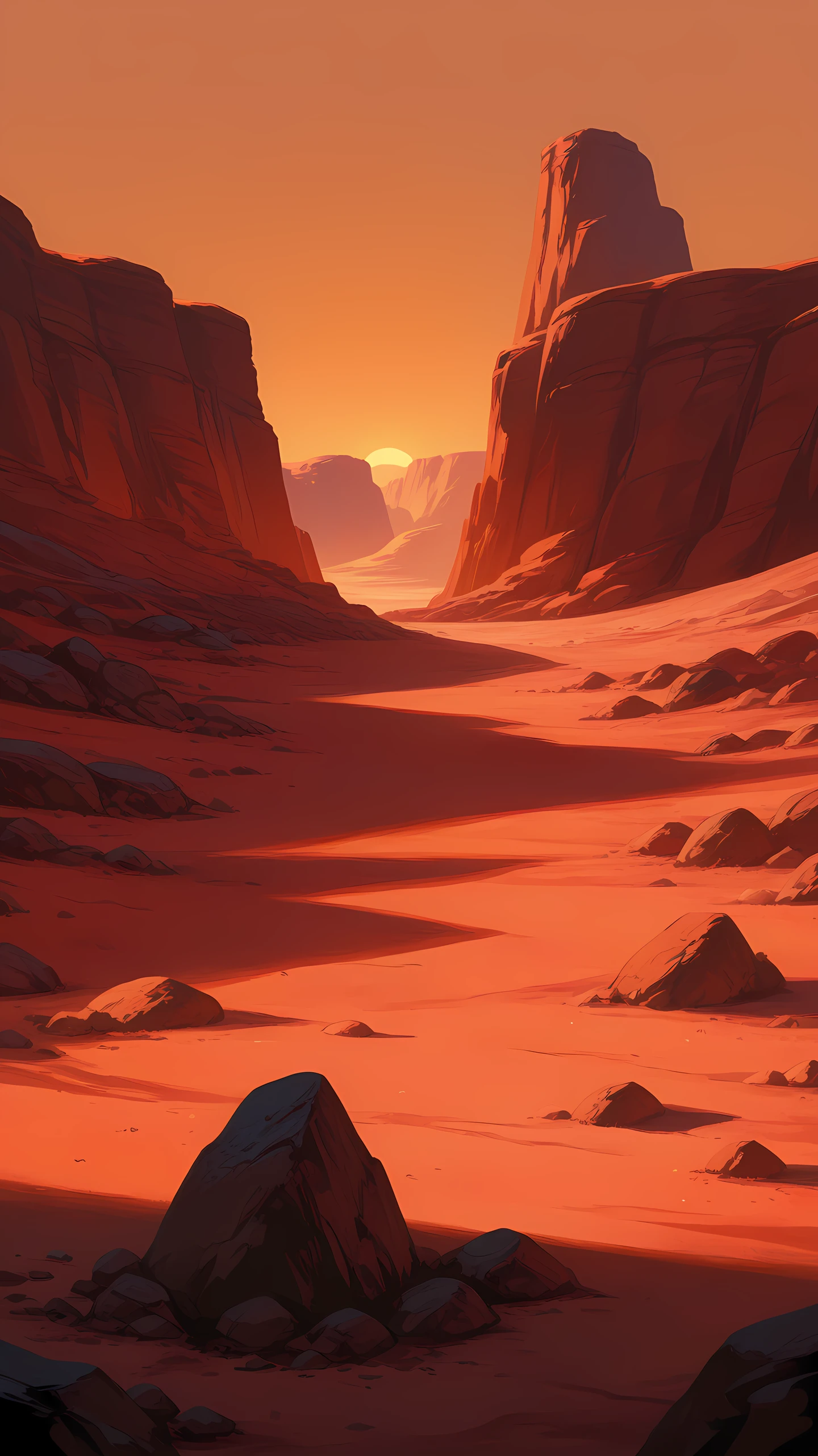 Anime Wallpaper Desert Canyon Dusk 1440×2560 anime wallpaper