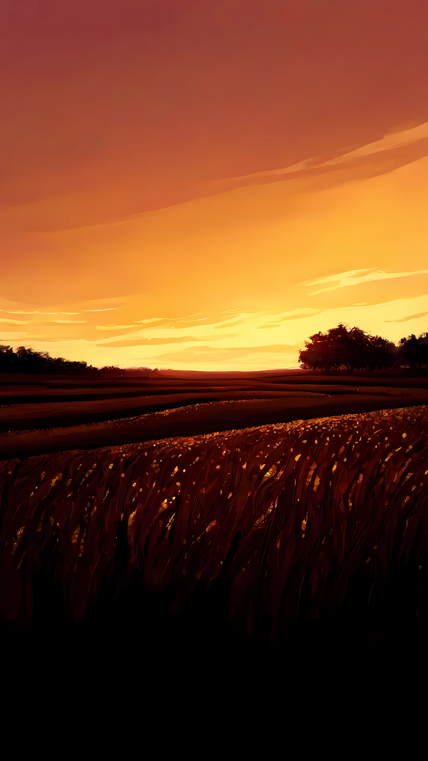 Anime Wallpaper Lavender Field Sunset 1440×2560 anime wallpaper