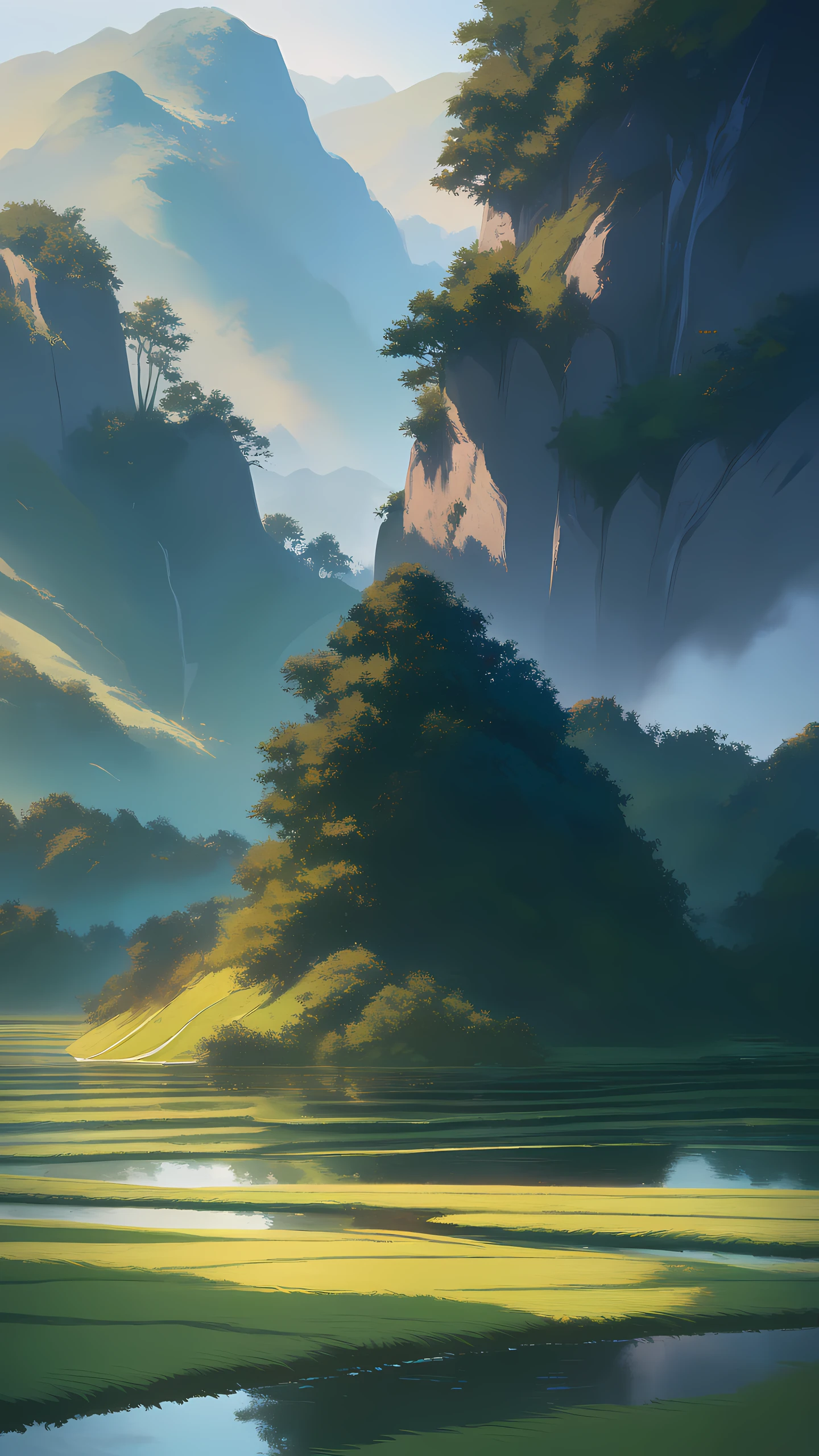 Anime Wallpaper Terraced Rice Fields 1440×2560 anime wallpaper