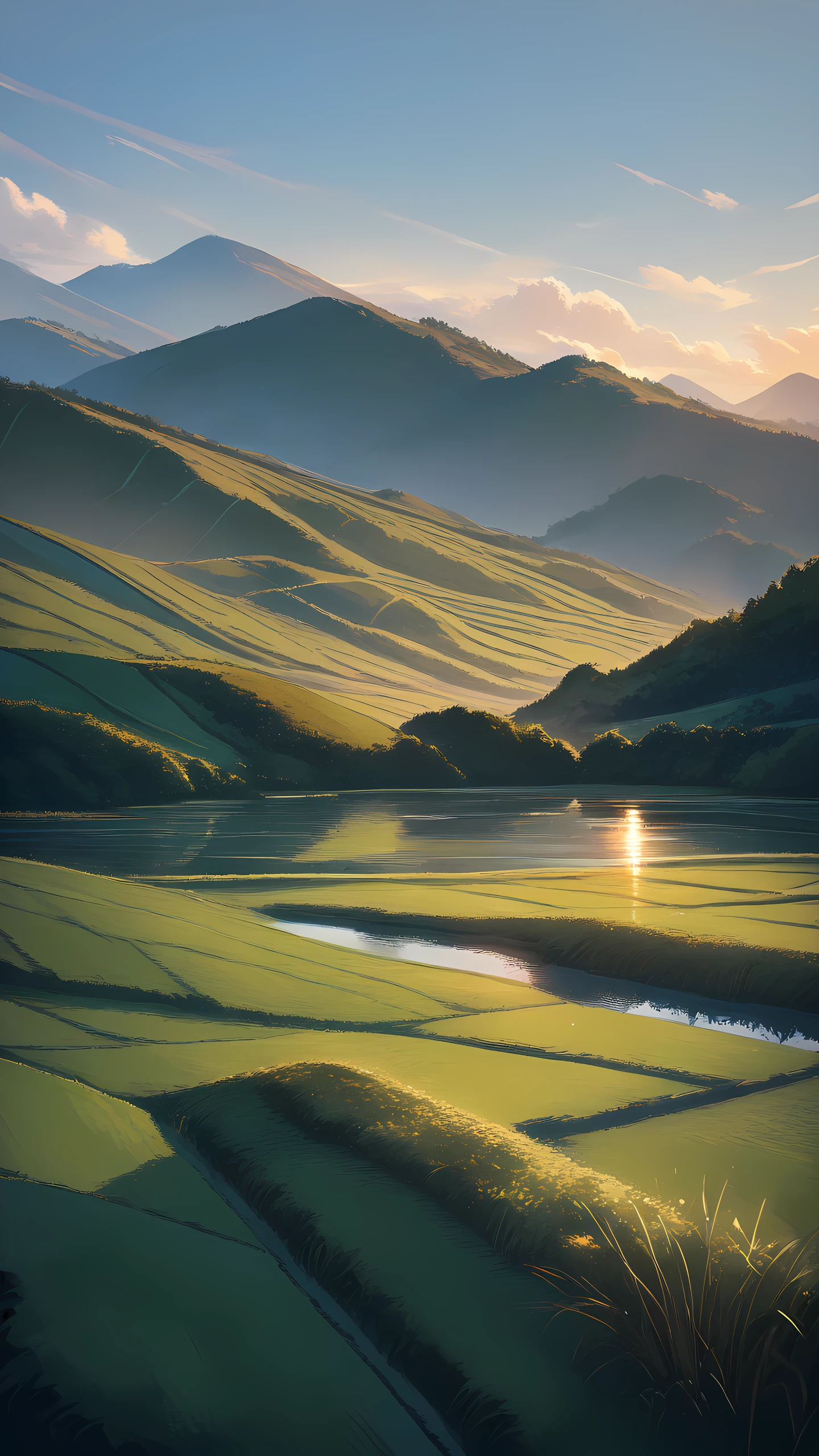 Anime Wallpaper Terraced Rice Fields 1440×2560 anime wallpaper