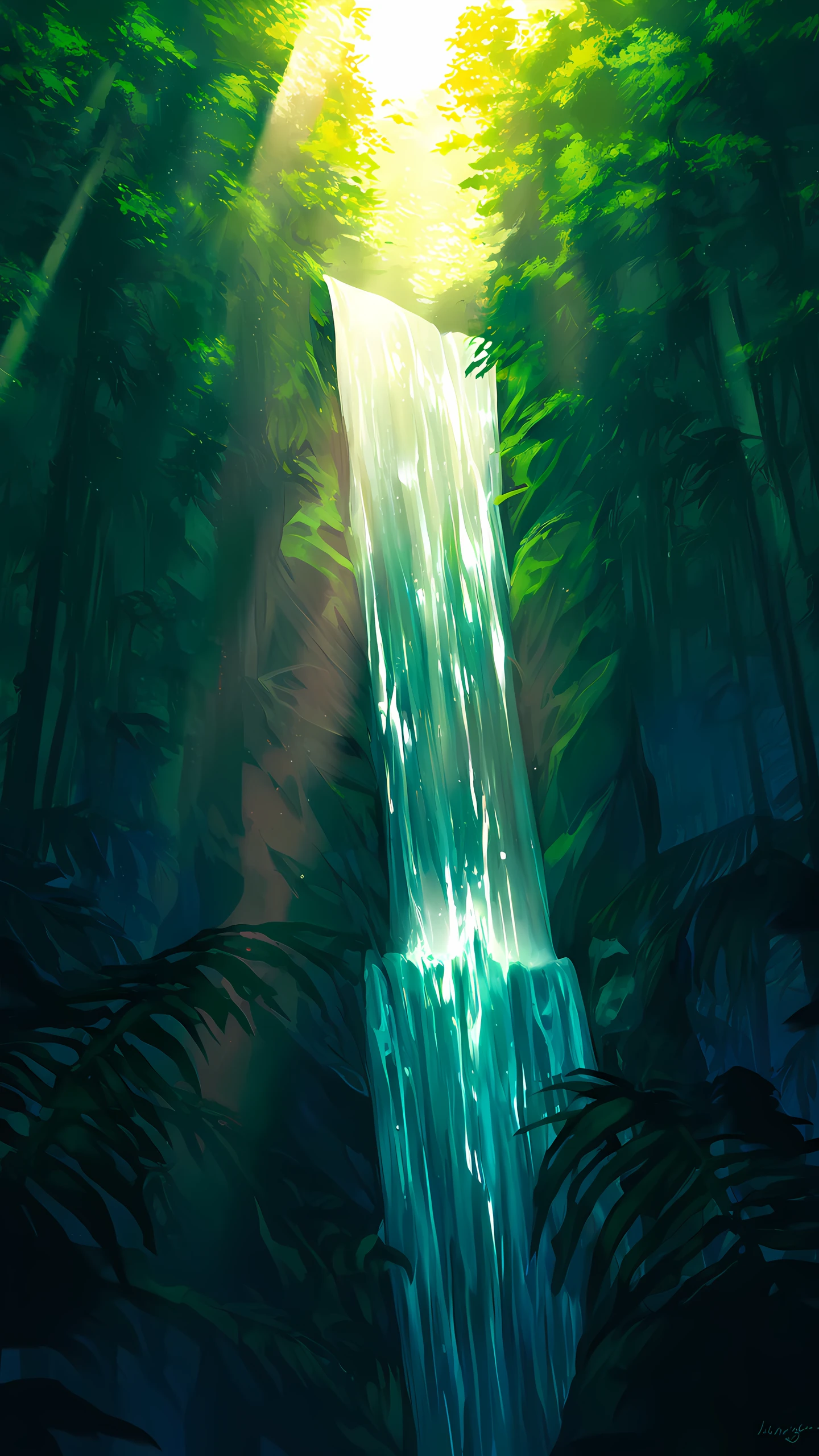 Anime Wallpaper Waterfall Rainbow 1440×2560 anime wallpaper