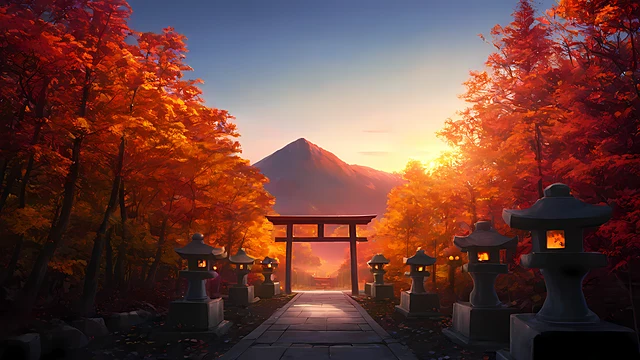 anime scenery wallpaper torii shrine — 3840×2160